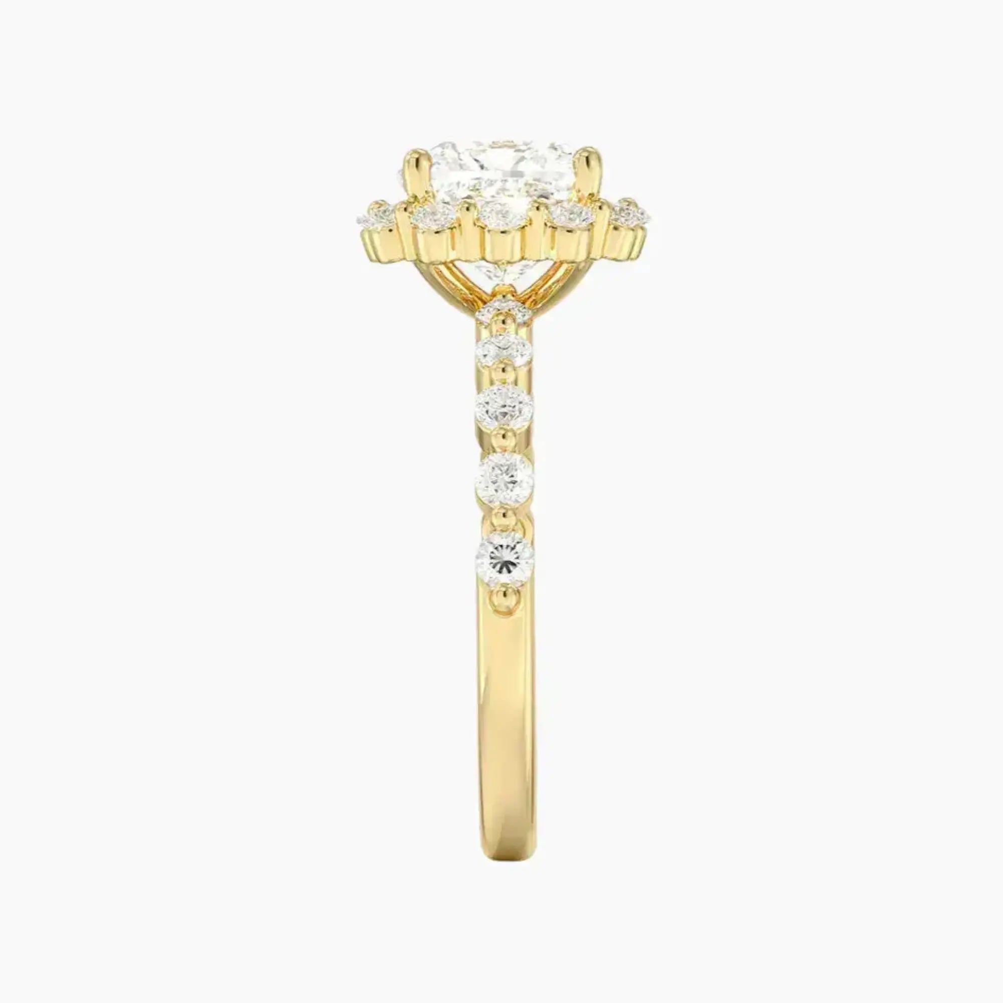 Anthea Cushion Designer 1.5 Carat Lab Grown Diamond Engagement Ring in 18K Yellow Gold