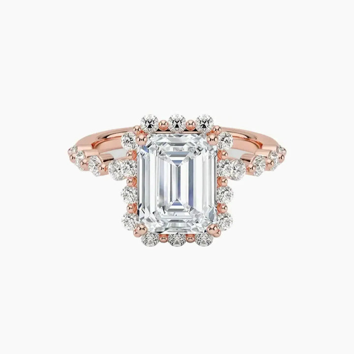 Anthea Emerald Designer 2 Carat Lab Grown Diamond Engagement Ring in 18K Rose Gold
