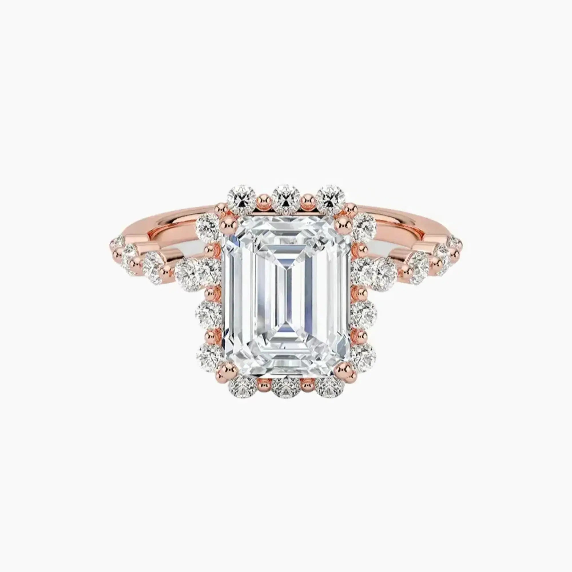 Anthea Emerald Designer 1 Carat Lab Grown Diamond Engagement Ring in 14K Yellow Gold