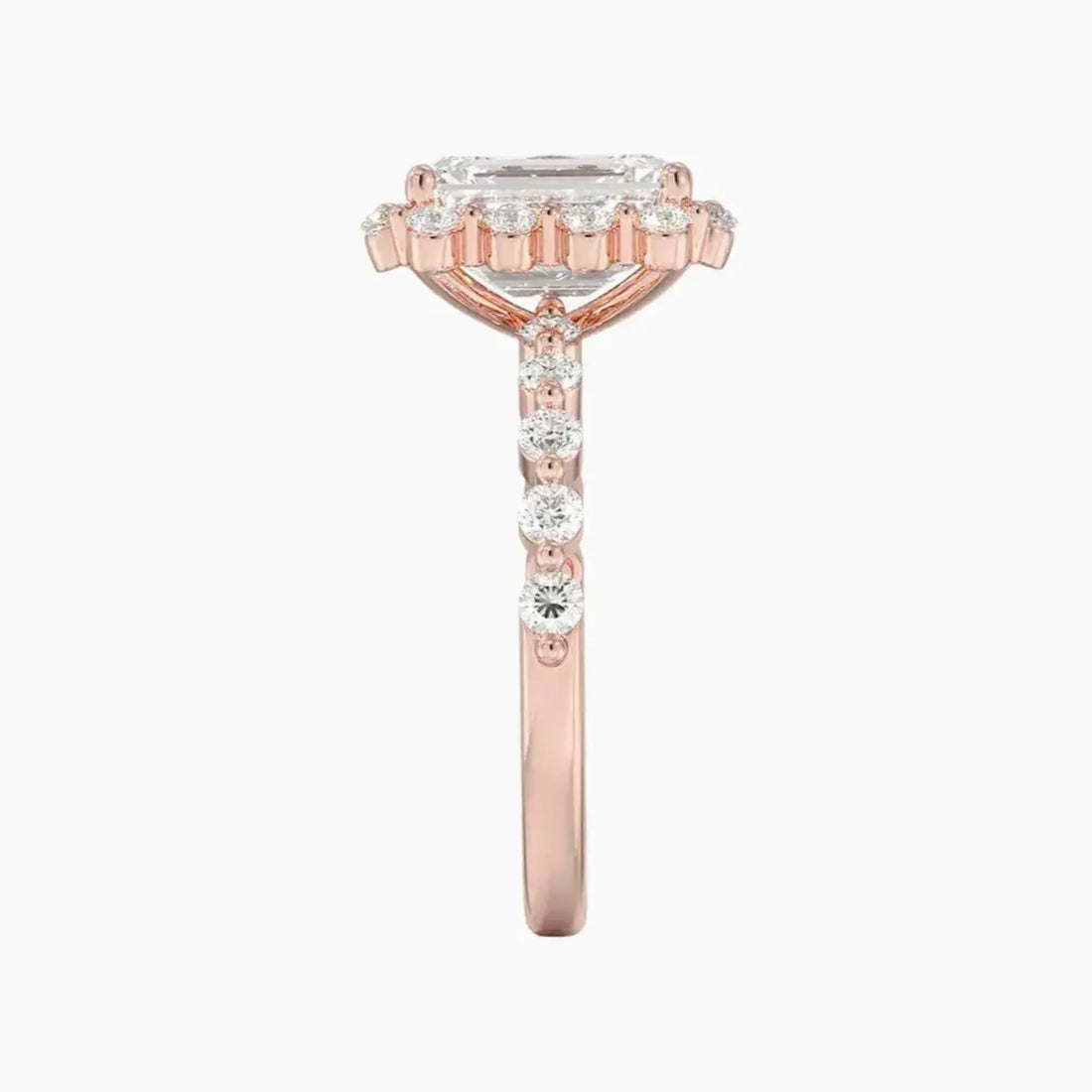 Anthea Emerald Designer Diamond Ring Setting in 18K Rose Gold