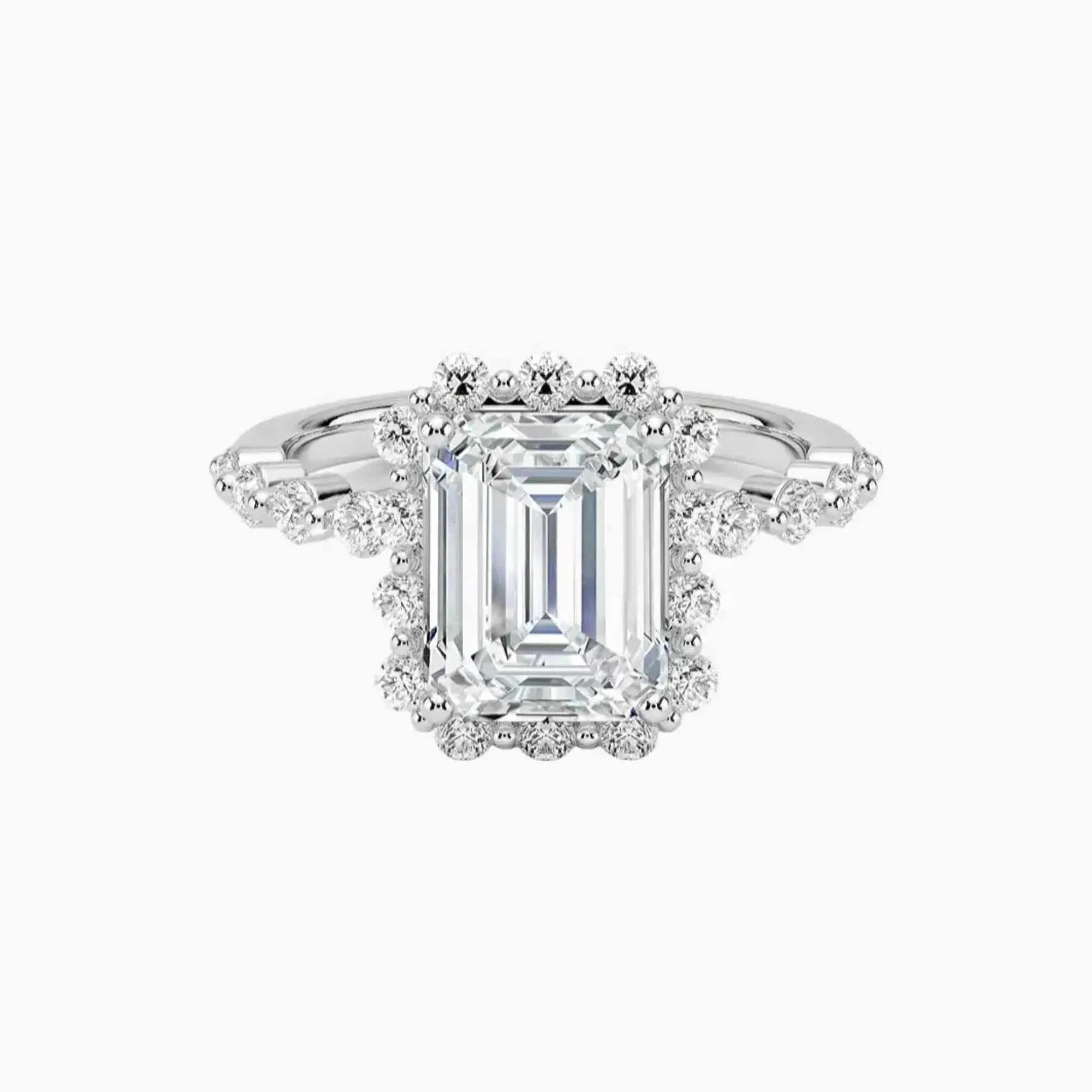 Anthea Emerald Designer 2 Carat Lab Grown Diamond Engagement Ring in 14K Yellow Gold