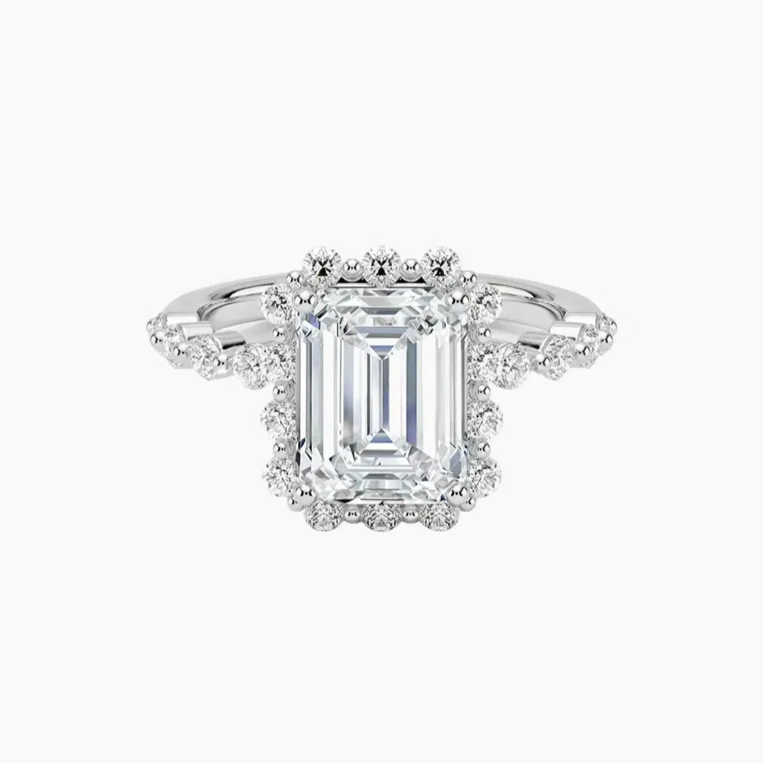 Anthea Emerald Designer Diamond Ring Setting in 18K White Gold