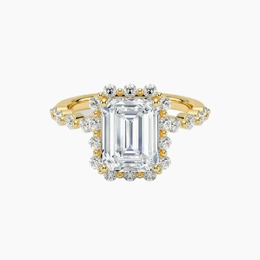 Anthea Emerald Designer 3 Carat Lab Grown Diamond Engagement Ring in 14K Rose Gold