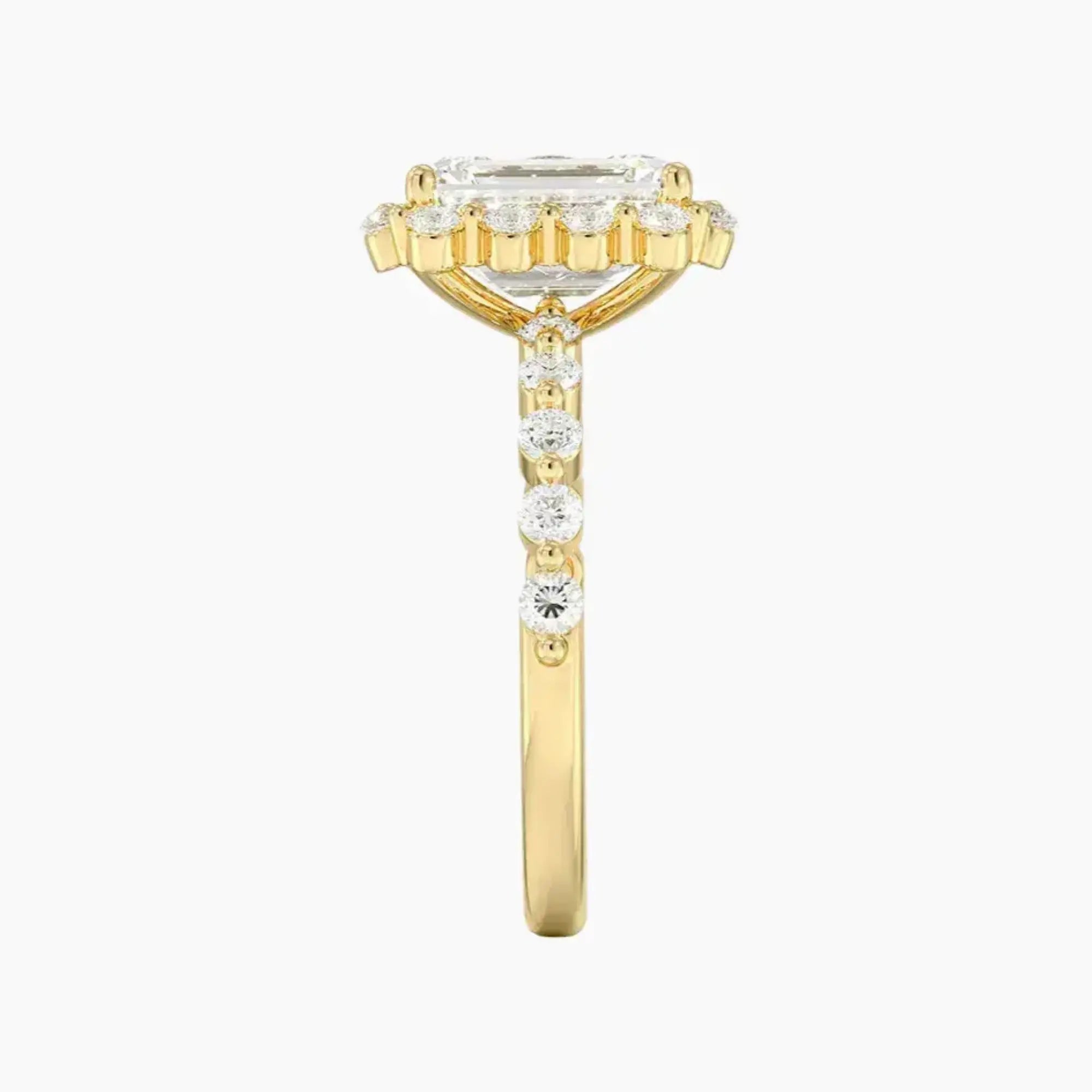 Anthea Emerald Designer 2.5 Carat Lab Grown Diamond Engagement Ring in 18K Yellow Gold