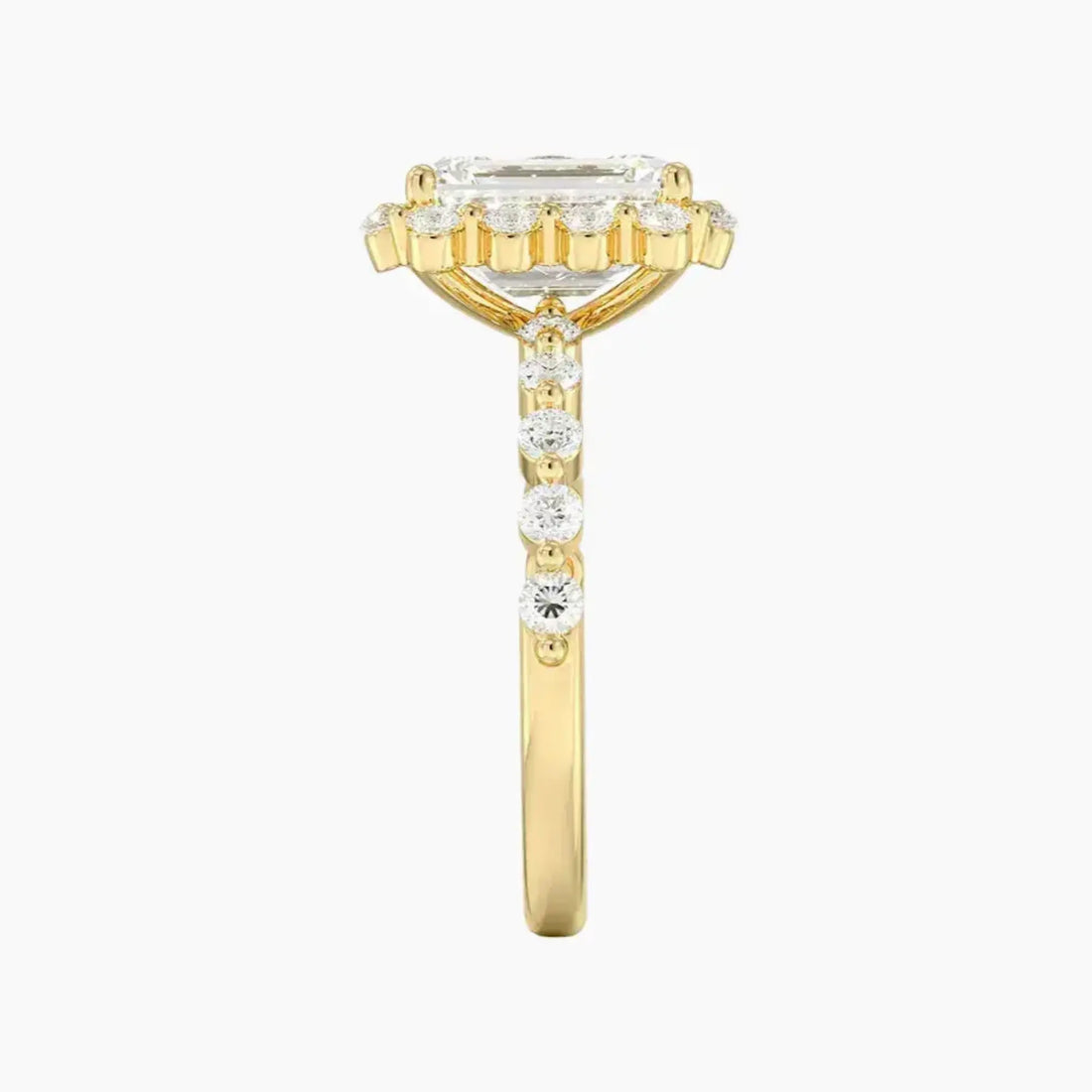 Anthea Emerald Designer 1 Carat Lab Grown Diamond Engagement Ring in 18K Yellow Gold