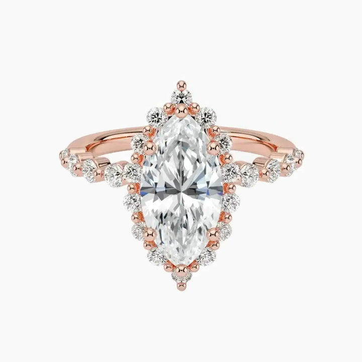 Anthea Marquise Designer 3 Carat Lab Grown Diamond Engagement Ring in 14K Rose Gold