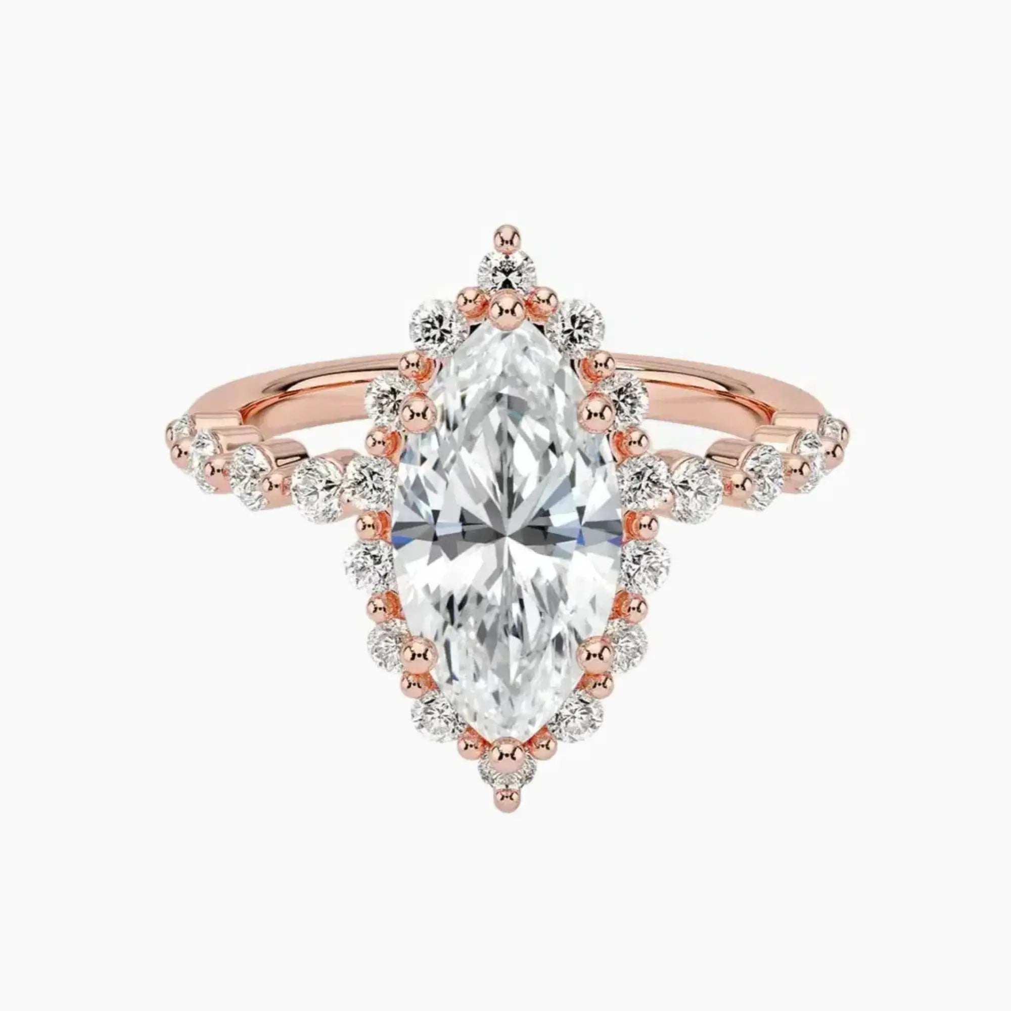 Anthea Marquise Designer 2 Carat Lab Grown Diamond Engagement Ring in 14K Rose Gold