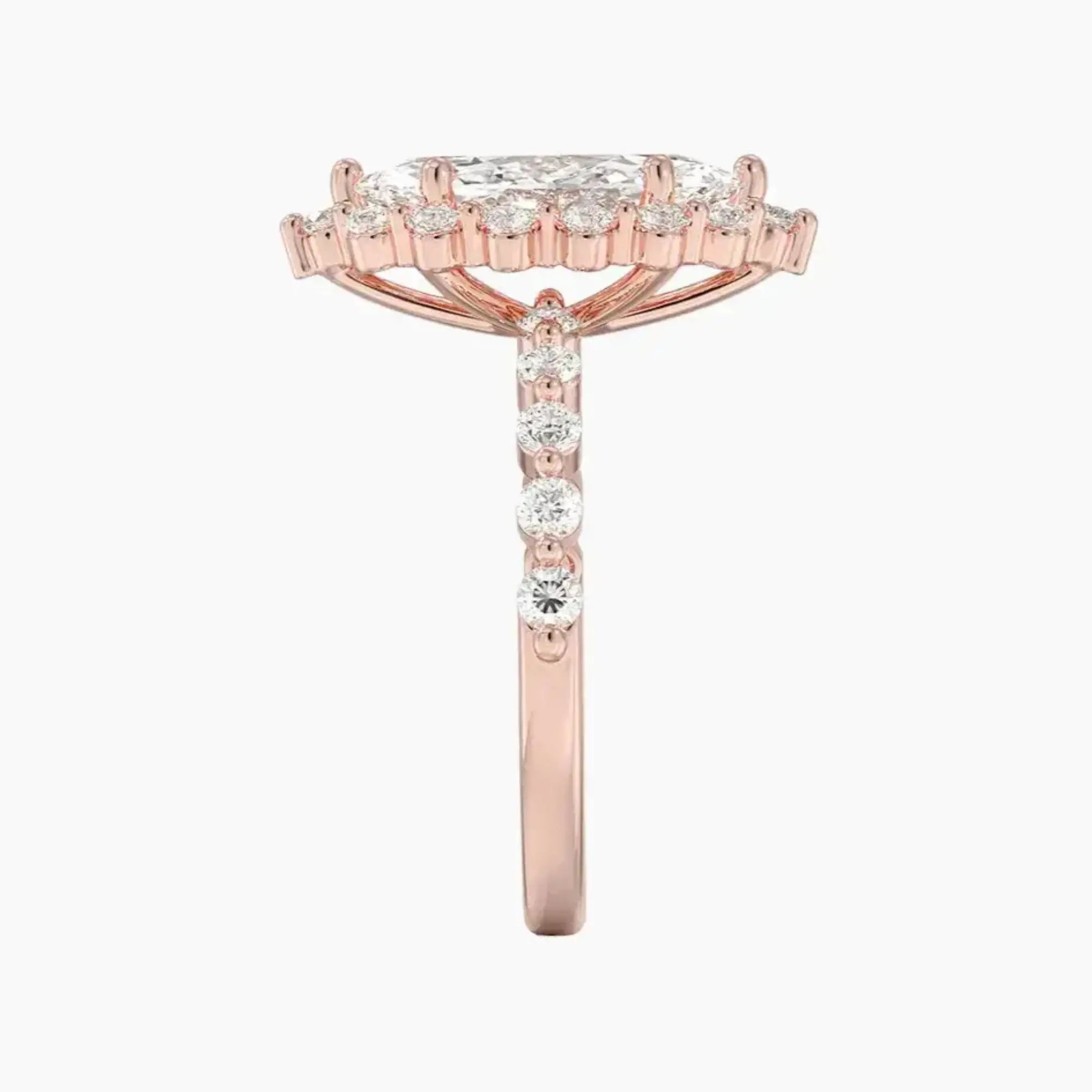 Anthea Marquise Designer 3 Carat Lab Grown Diamond Engagement Ring in 14K Rose Gold