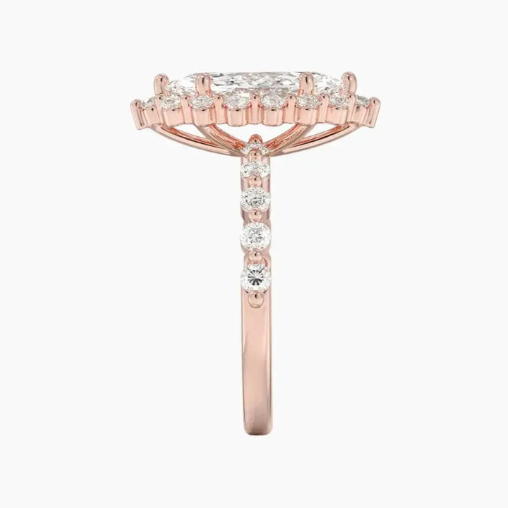 Anthea Marquise Designer 3 Carat Lab Grown Diamond Engagement Ring in 14K White Gold