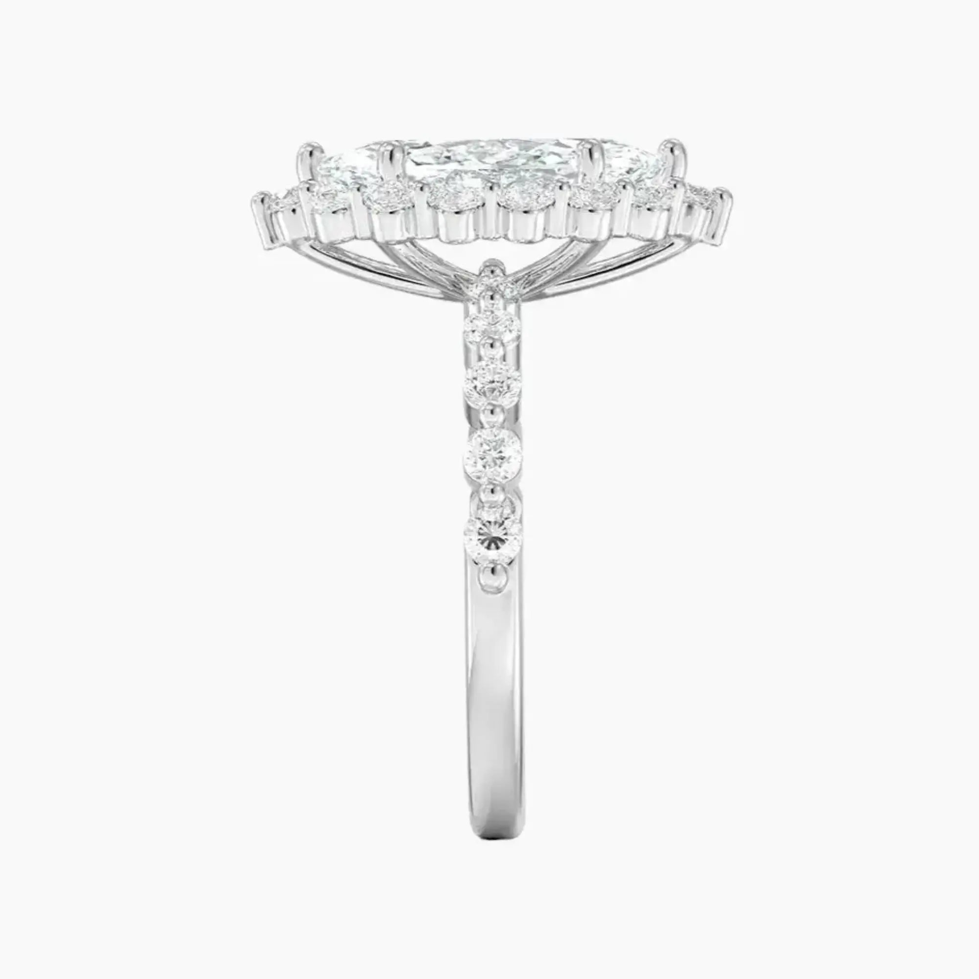 Anthea Marquise Designer 1 Carat Lab Grown Diamond Engagement Ring in 14K White Gold