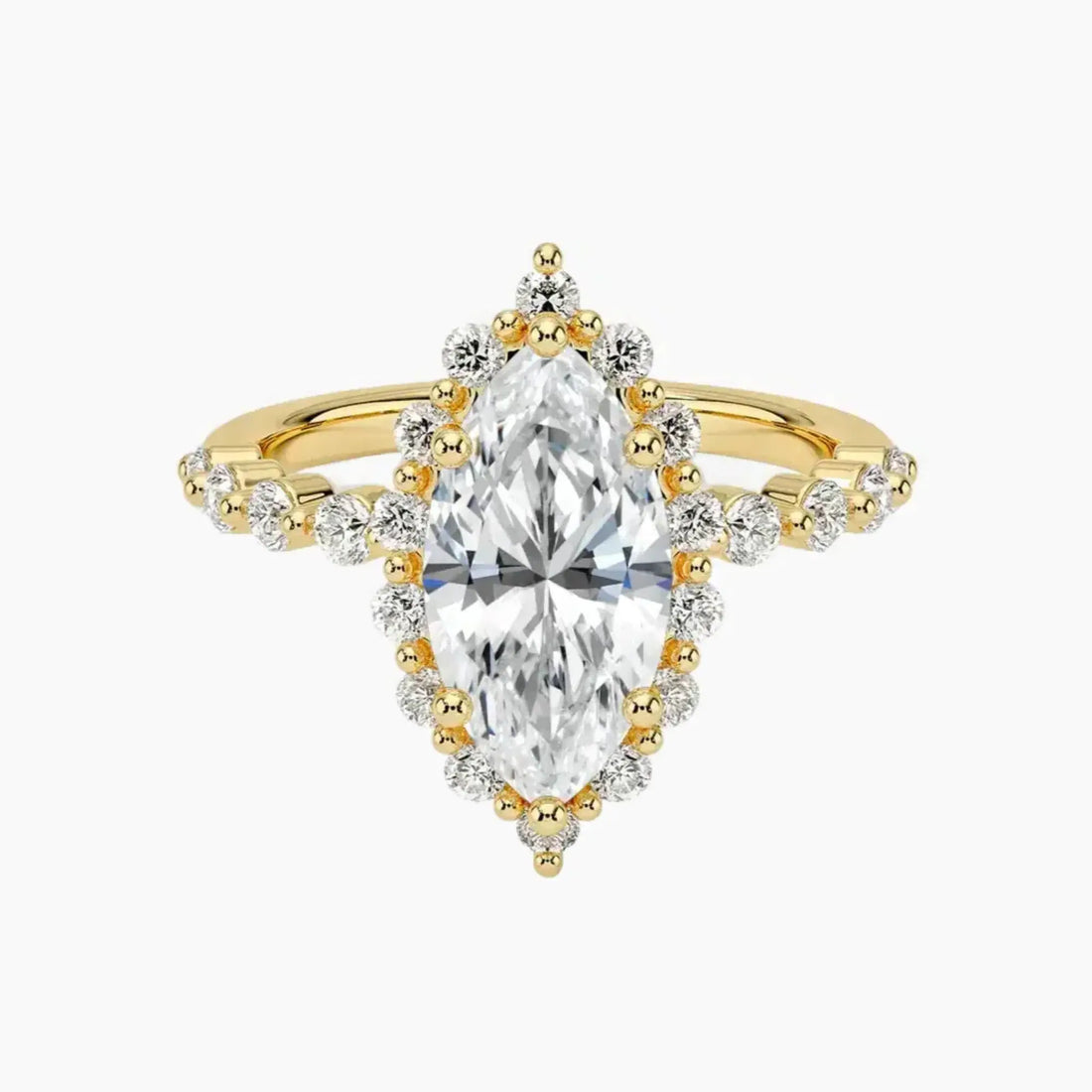 Anthea Marquise Designer 2 Carat Lab Grown Diamond Engagement Ring in 14K White Gold