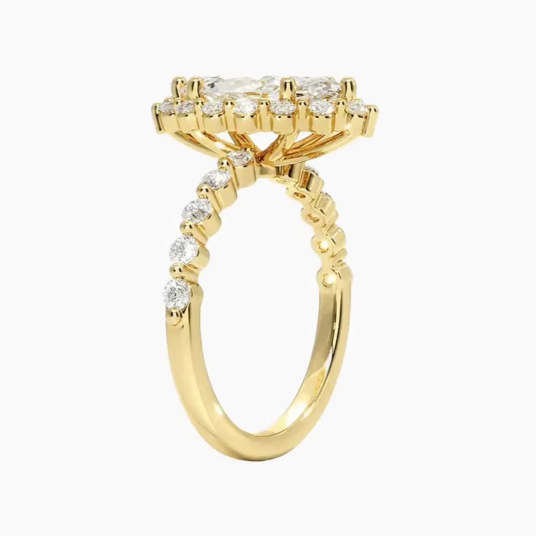 Anthea Marquise Designer 2.5 Carat Lab Grown Diamond Engagement Ring in 14K Yellow Gold