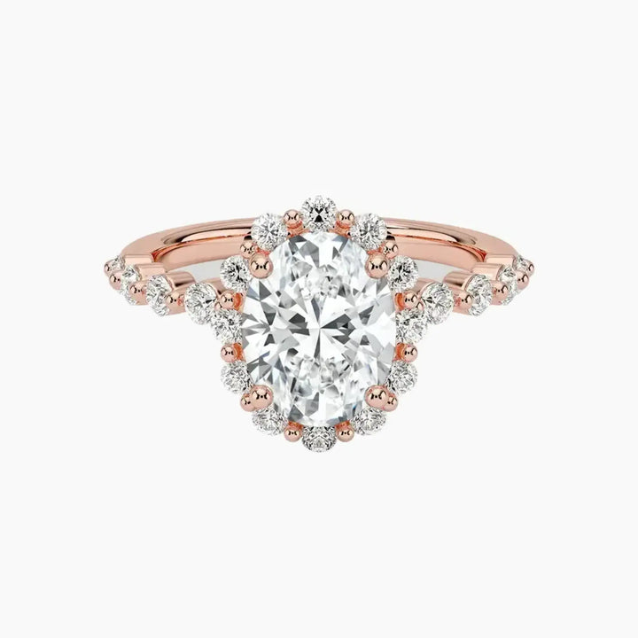 Anthea Oval Designer 3 Carat Lab Grown Diamond Engagement Ring in 18K Rose Gold