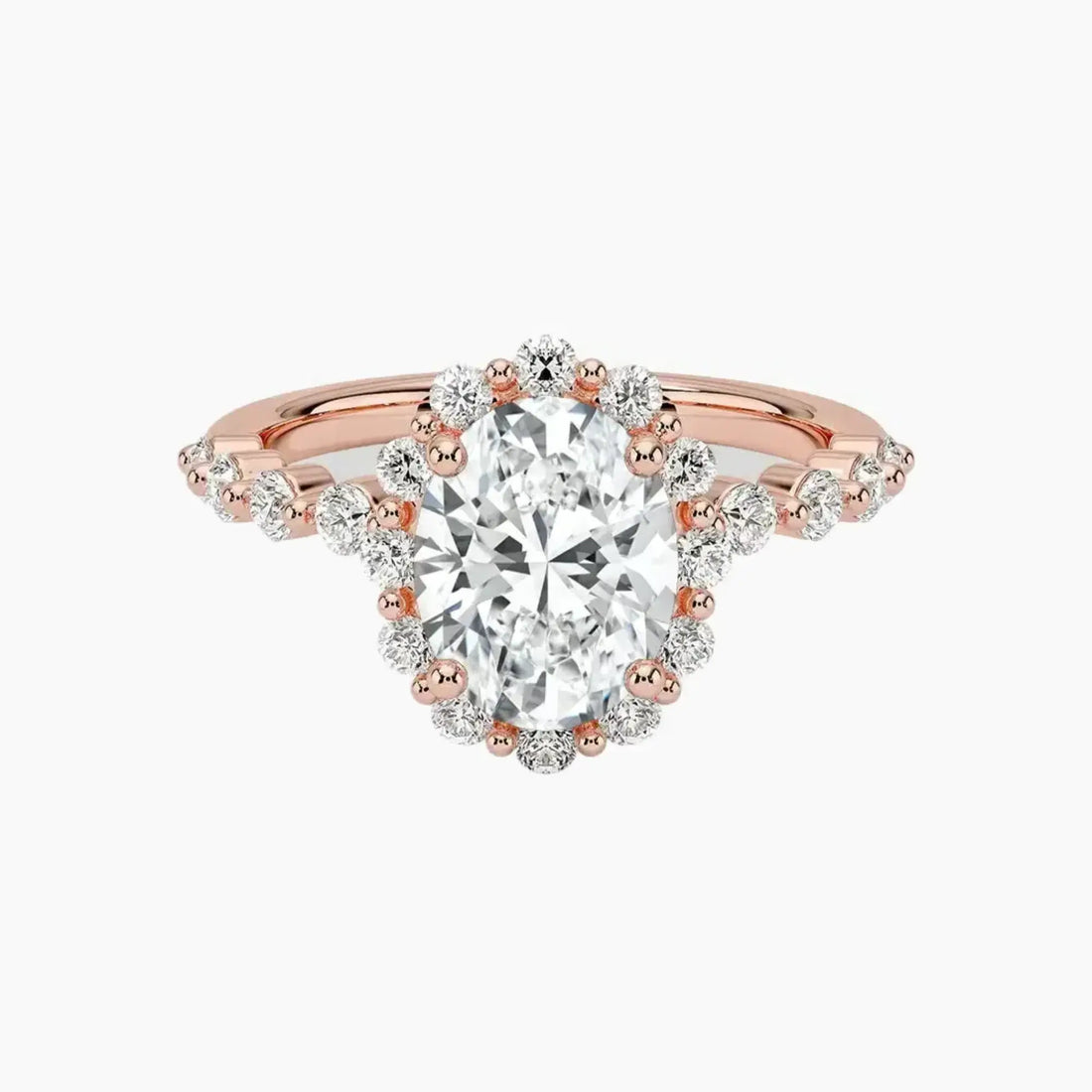 Anthea Oval Designer 2.5 Carat Lab Grown Diamond Engagement Ring in 18K White Gold