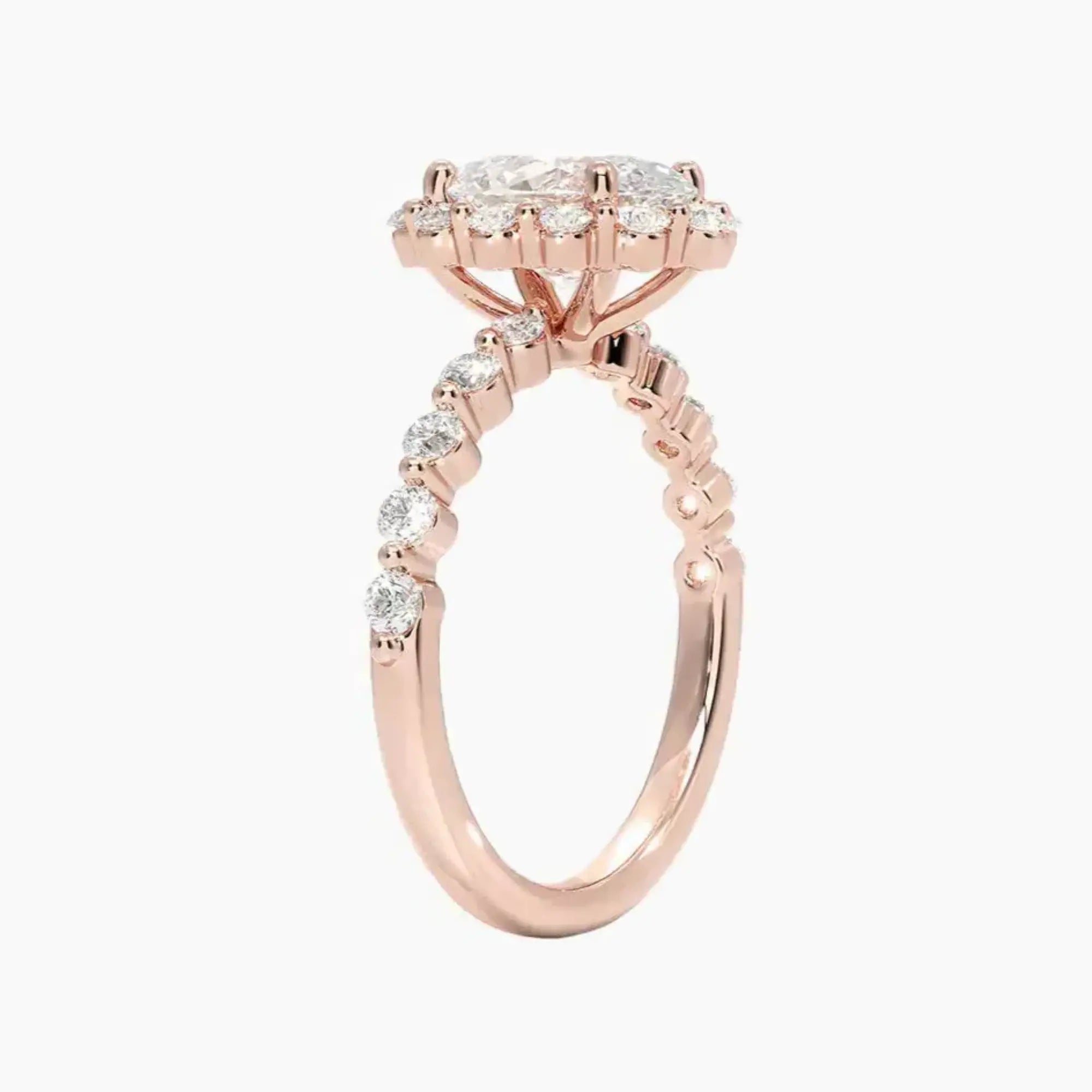 Anthea Oval Designer 1 Carat Lab Grown Diamond Engagement Ring in 18K White Gold