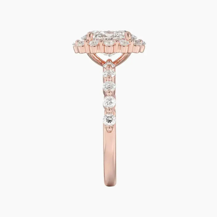 Anthea Oval Designer 3 Carat Lab Grown Diamond Engagement Ring in 14K White Gold