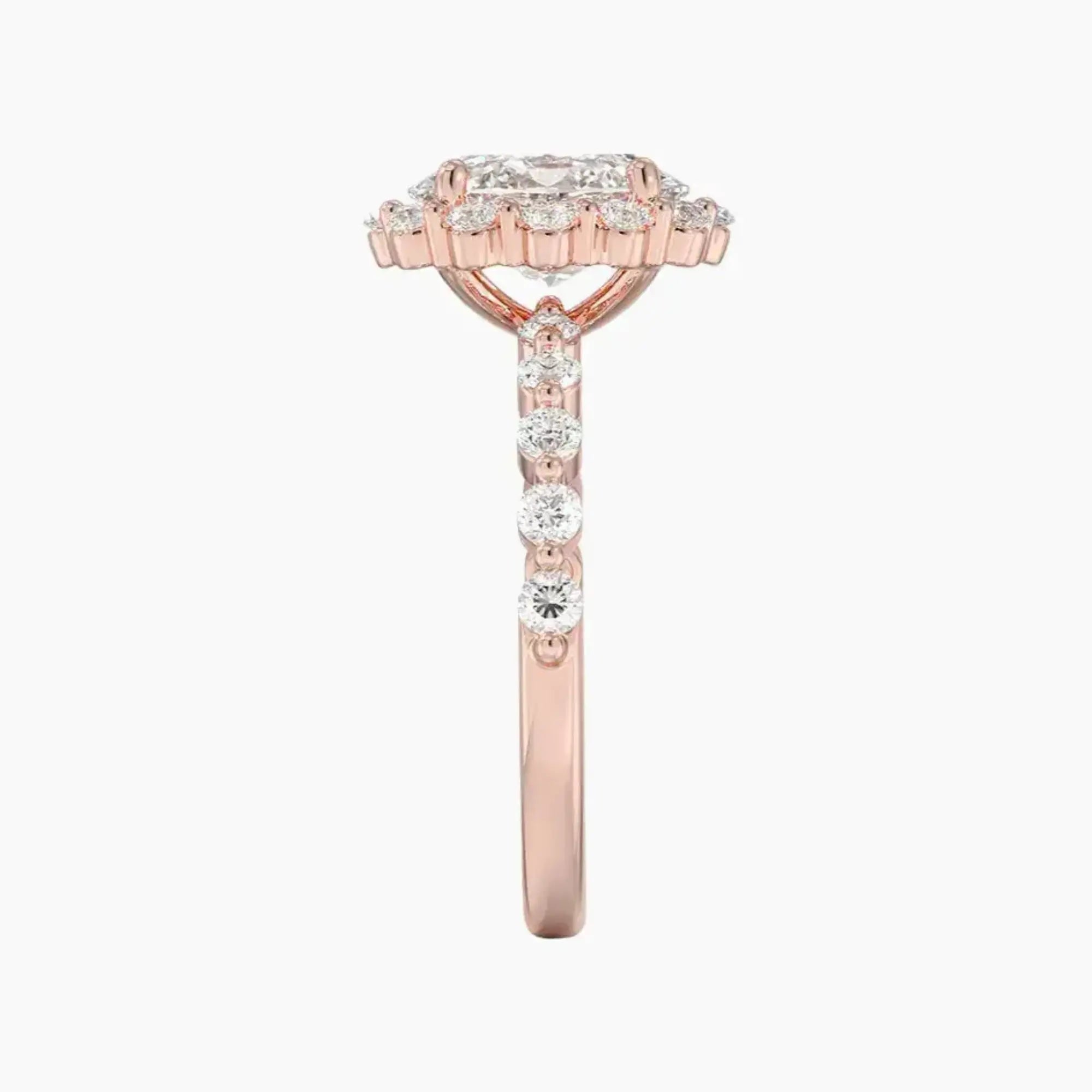 Anthea Oval Designer 2 Carat Lab Grown Diamond Engagement Ring in 14K Rose Gold