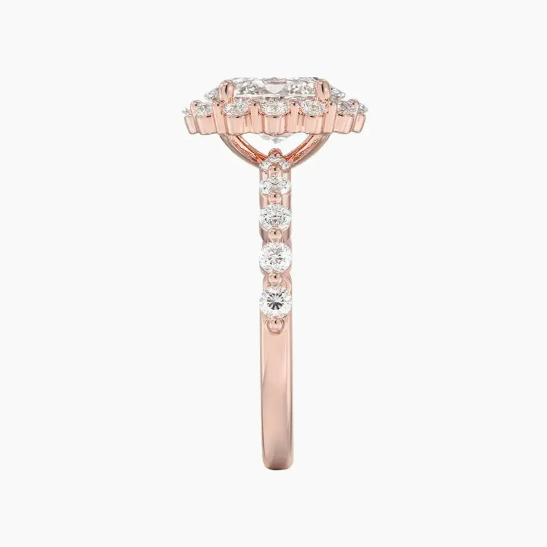 Anthea Oval Designer Diamond Ring Setting in 14K Rose Gold