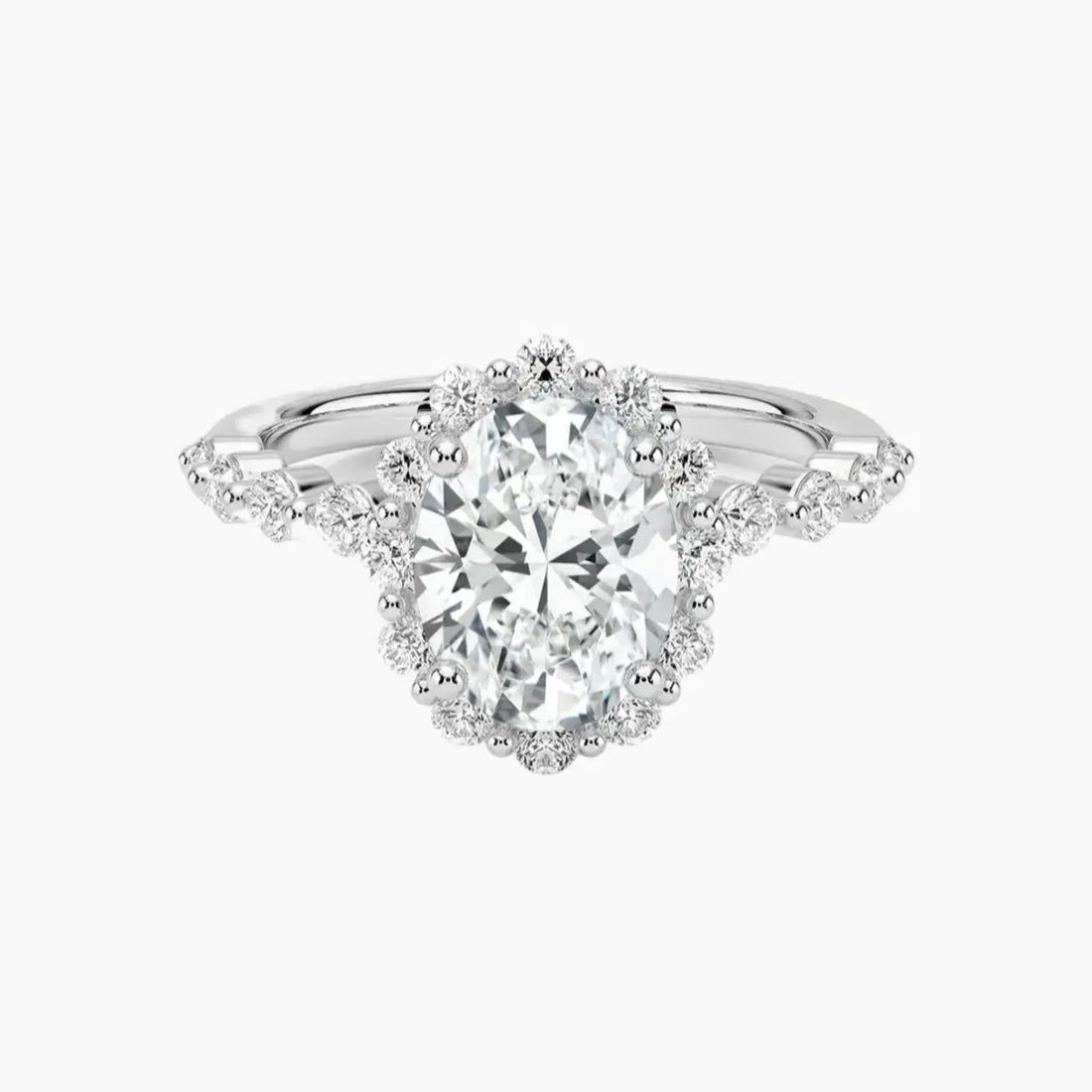 Anthea Oval Designer 3 Carat Lab Grown Diamond Engagement Ring in 18K White Gold