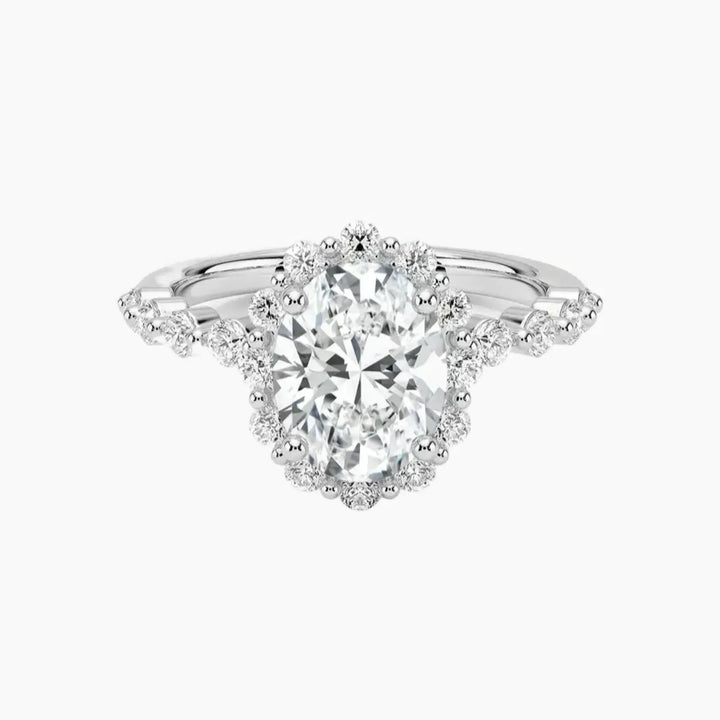 Anthea Oval Designer 3 Carat Lab Grown Diamond Engagement Ring in 18K White Gold