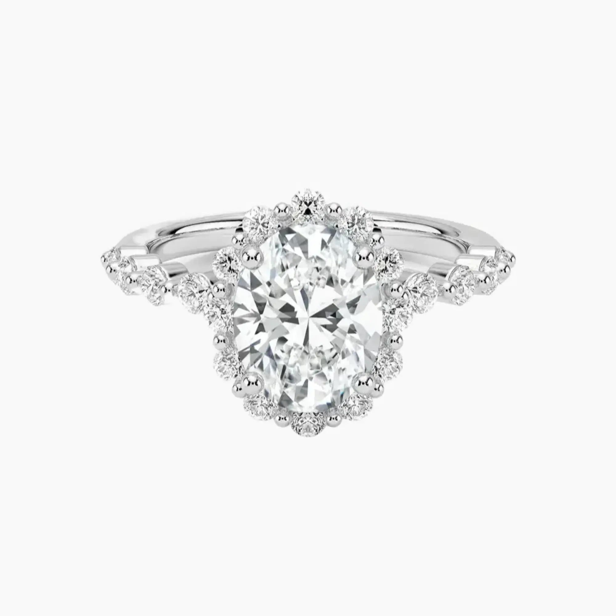 Anthea Oval Designer 2 Carat Lab Grown Diamond Engagement Ring in 18K Rose Gold