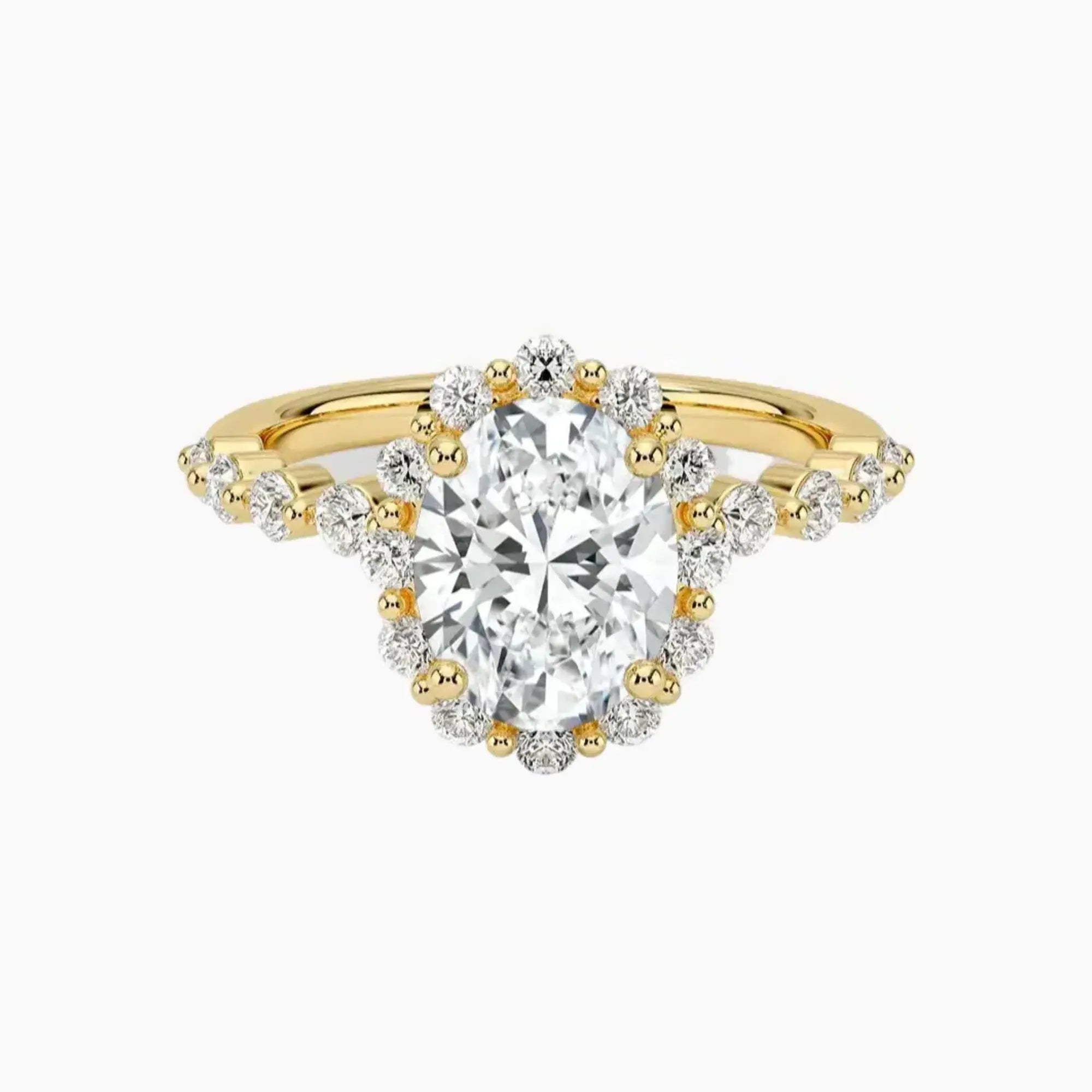 Anthea Oval Designer 3 Carat Lab Grown Diamond Engagement Ring in 14K Yellow Gold