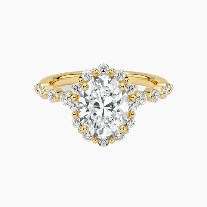 Anthea Oval Designer 1.5 Carat Lab Grown Diamond Engagement Ring in 18K Yellow Gold