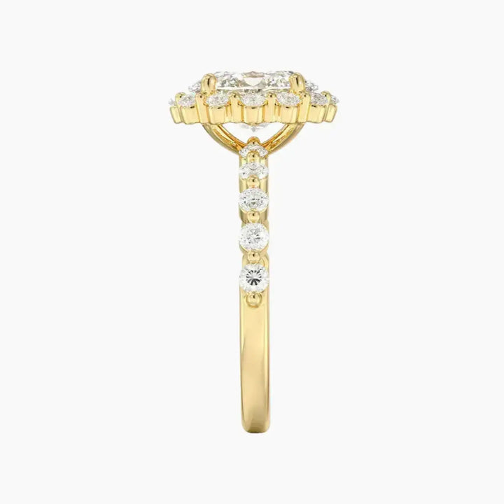 Anthea Oval Designer 3 Carat Lab Grown Diamond Engagement Ring in 14K Rose Gold