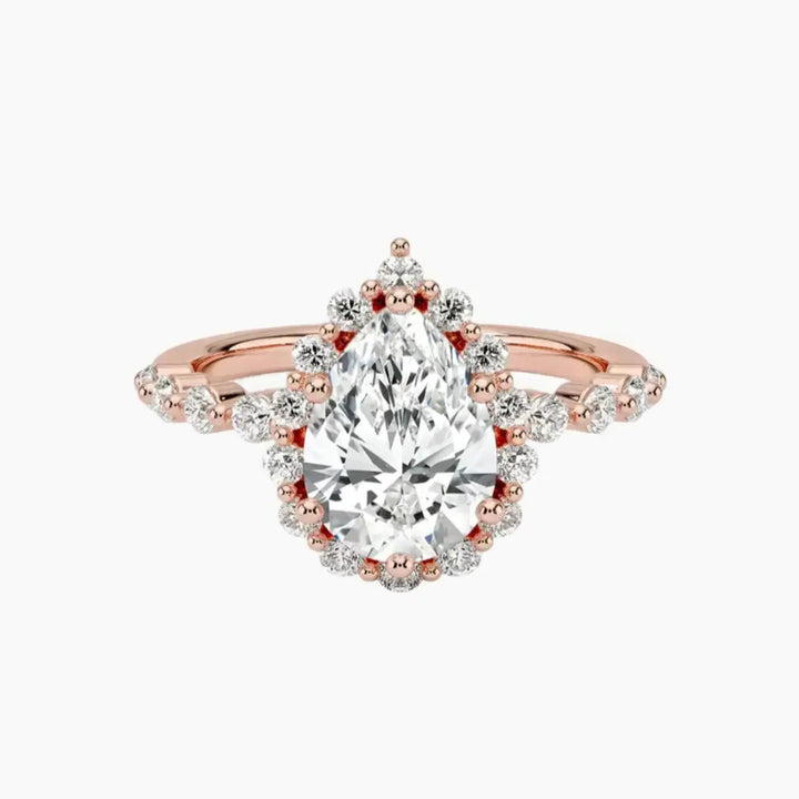 Anthea Pear Designer 3 Carat Lab Grown Diamond Engagement Ring in 18K Rose Gold