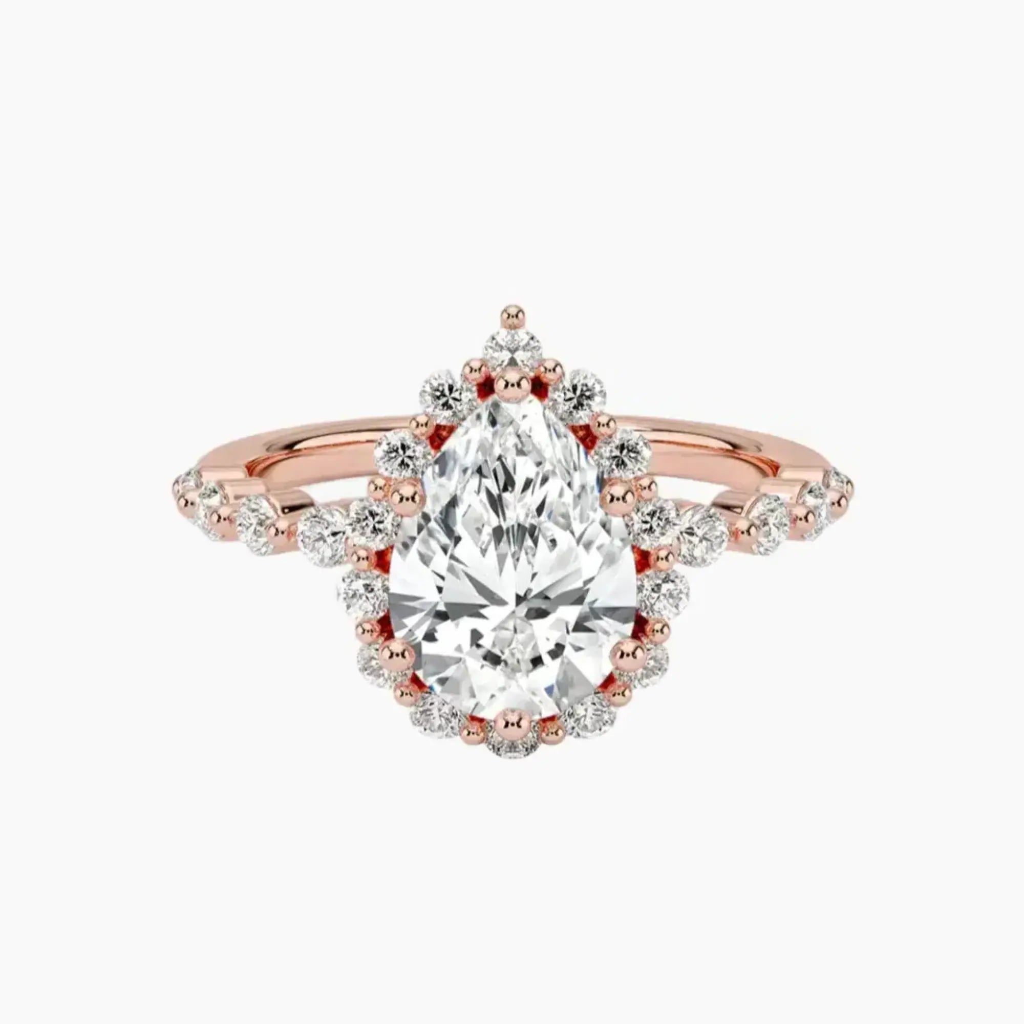 Anthea Pear Designer Diamond Ring Setting in 14K Rose Gold
