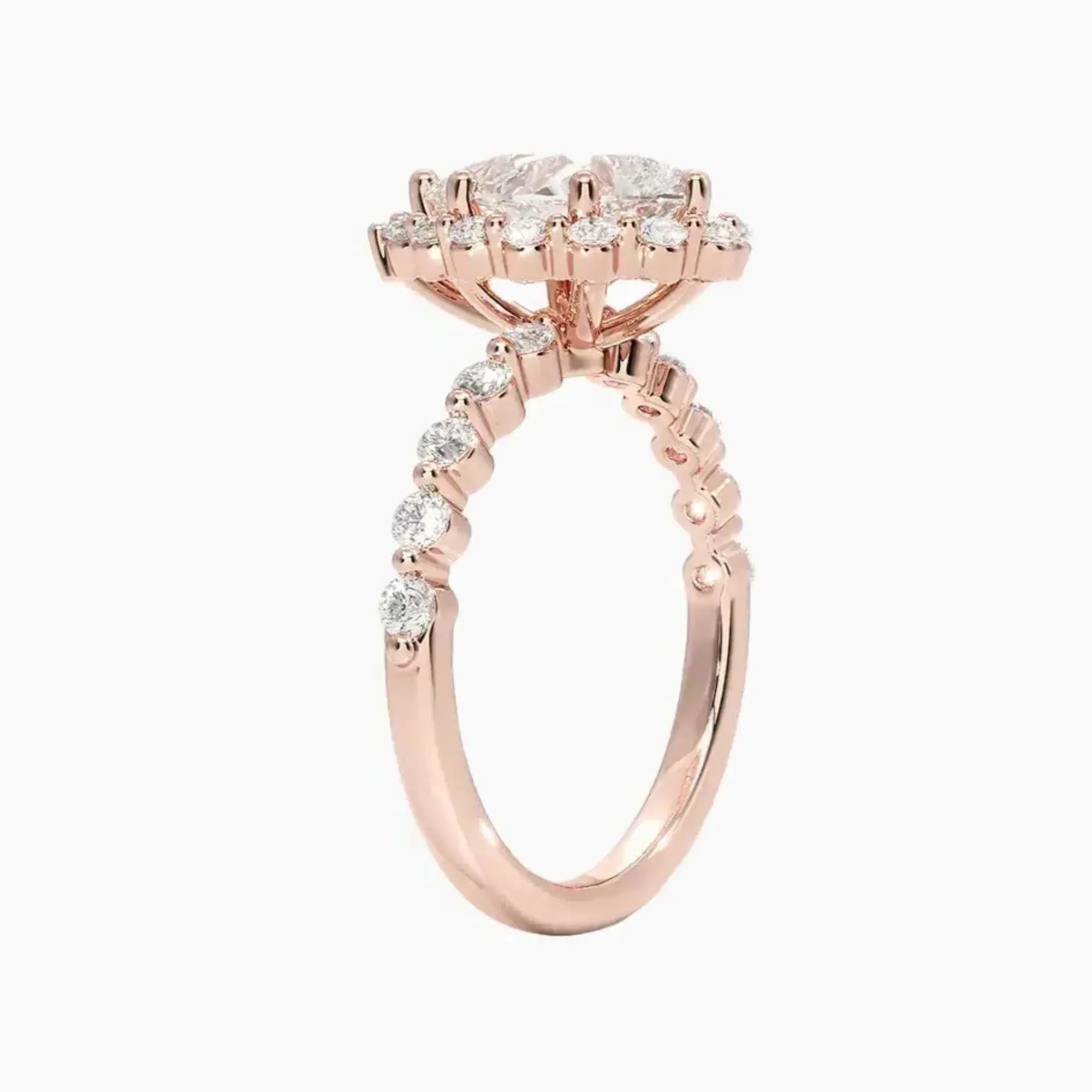 Anthea Pear Designer Diamond Ring Setting in 14K Yellow Gold