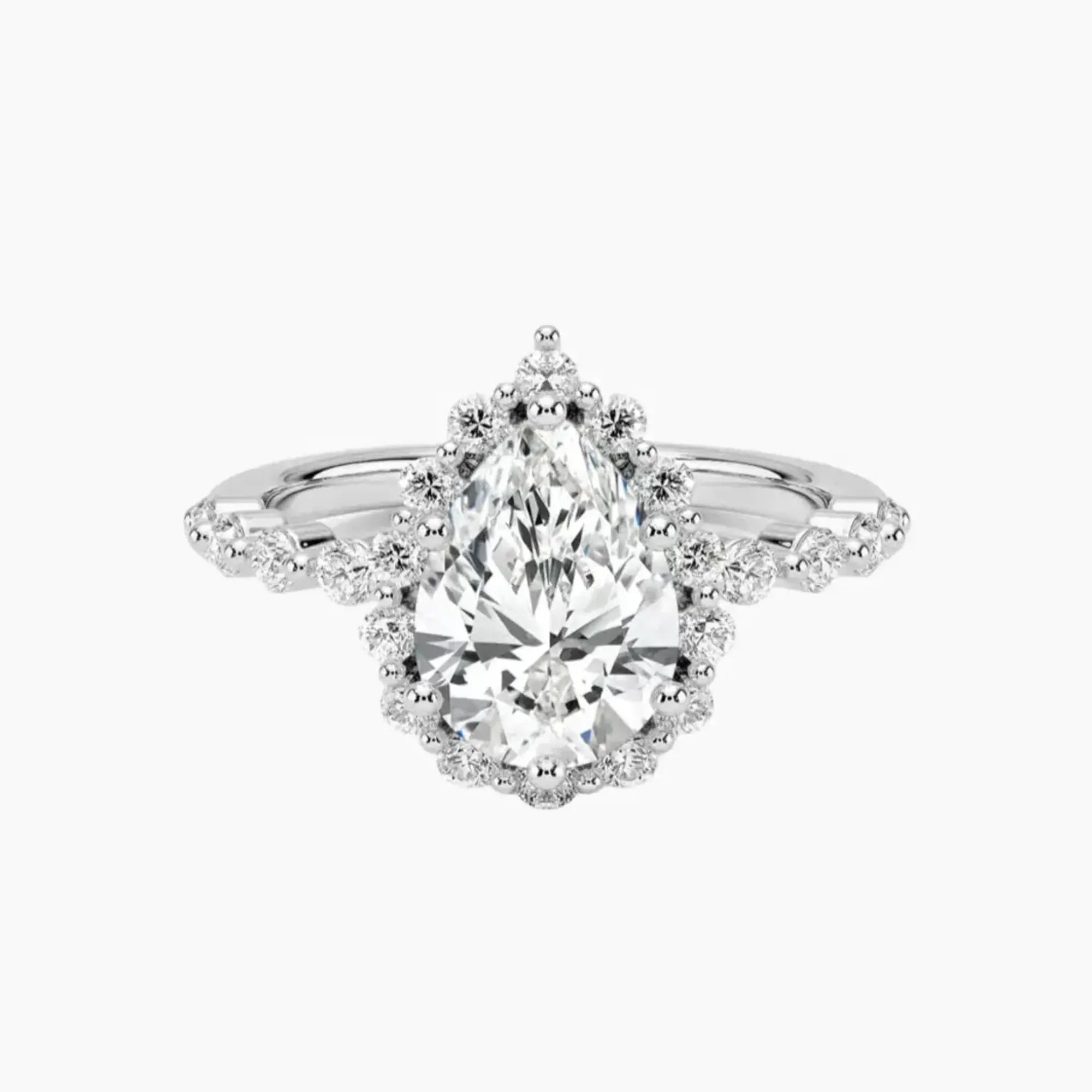 Anthea Pear Designer 1 Carat Lab Grown Diamond Engagement Ring in 18K White Gold