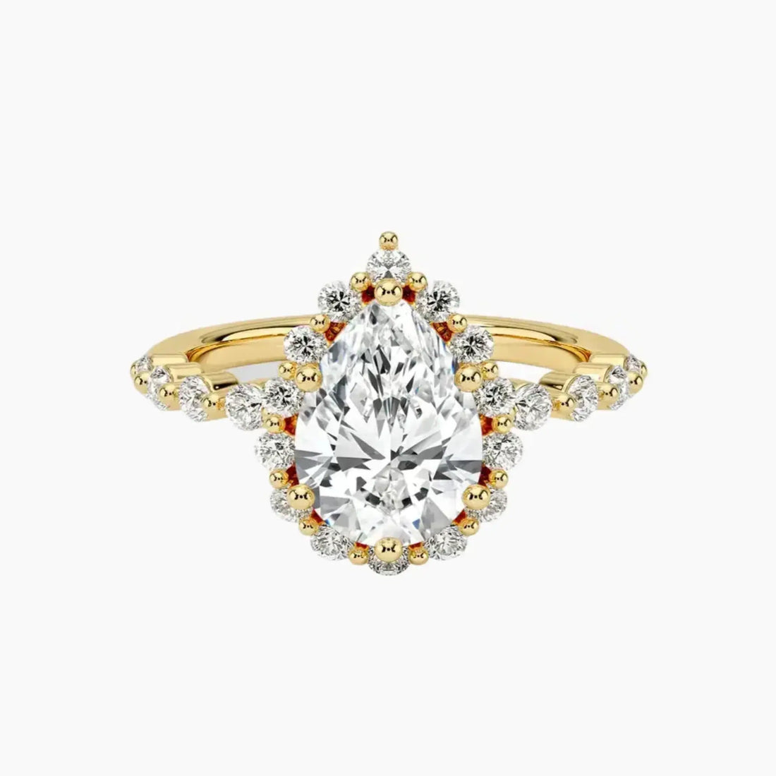 Anthea Pear Designer 3 Carat Lab Grown Diamond Engagement Ring in 18K White Gold