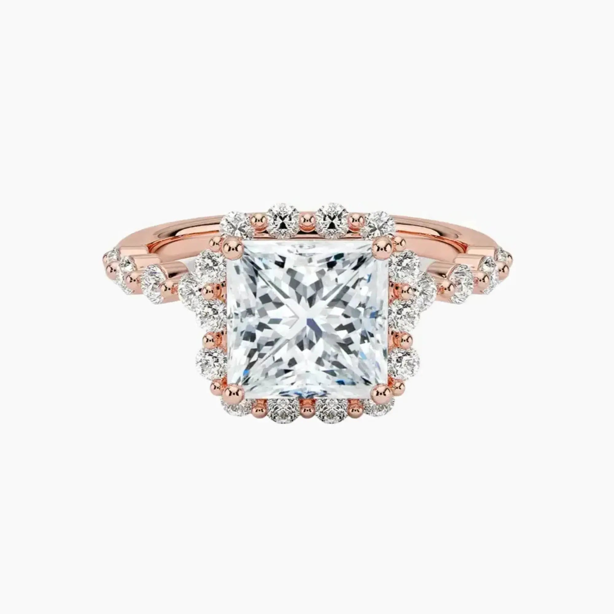 Anthea Princess Designer Diamond Ring Setting in 18K Rose Gold
