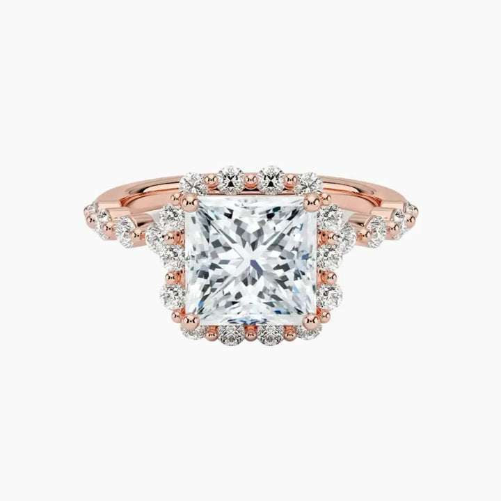 Anthea Princess Designer 3 Carat Lab Grown Diamond Engagement Ring in 18K Rose Gold