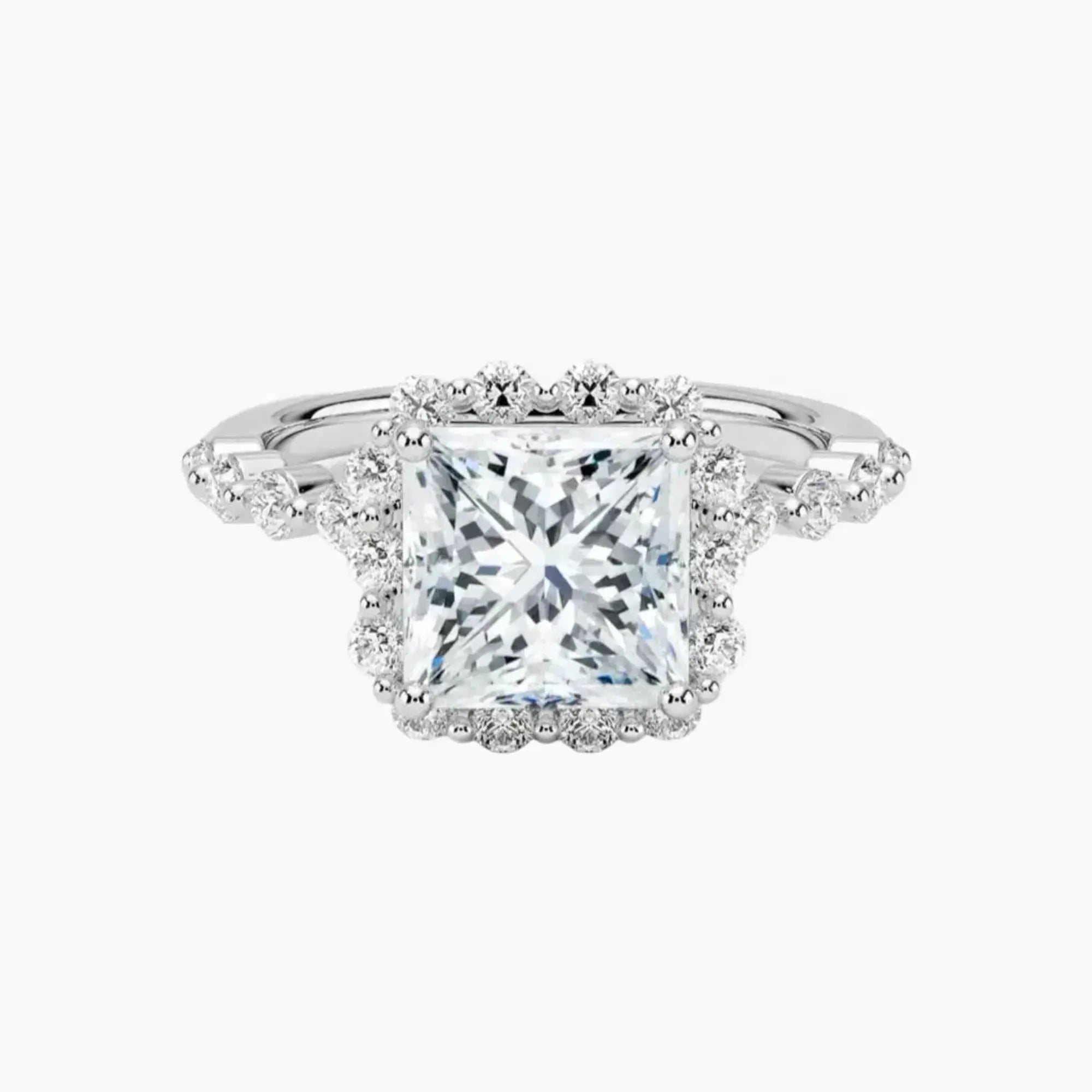 Anthea Princess Designer Diamond Ring Setting in 18K Yellow Gold