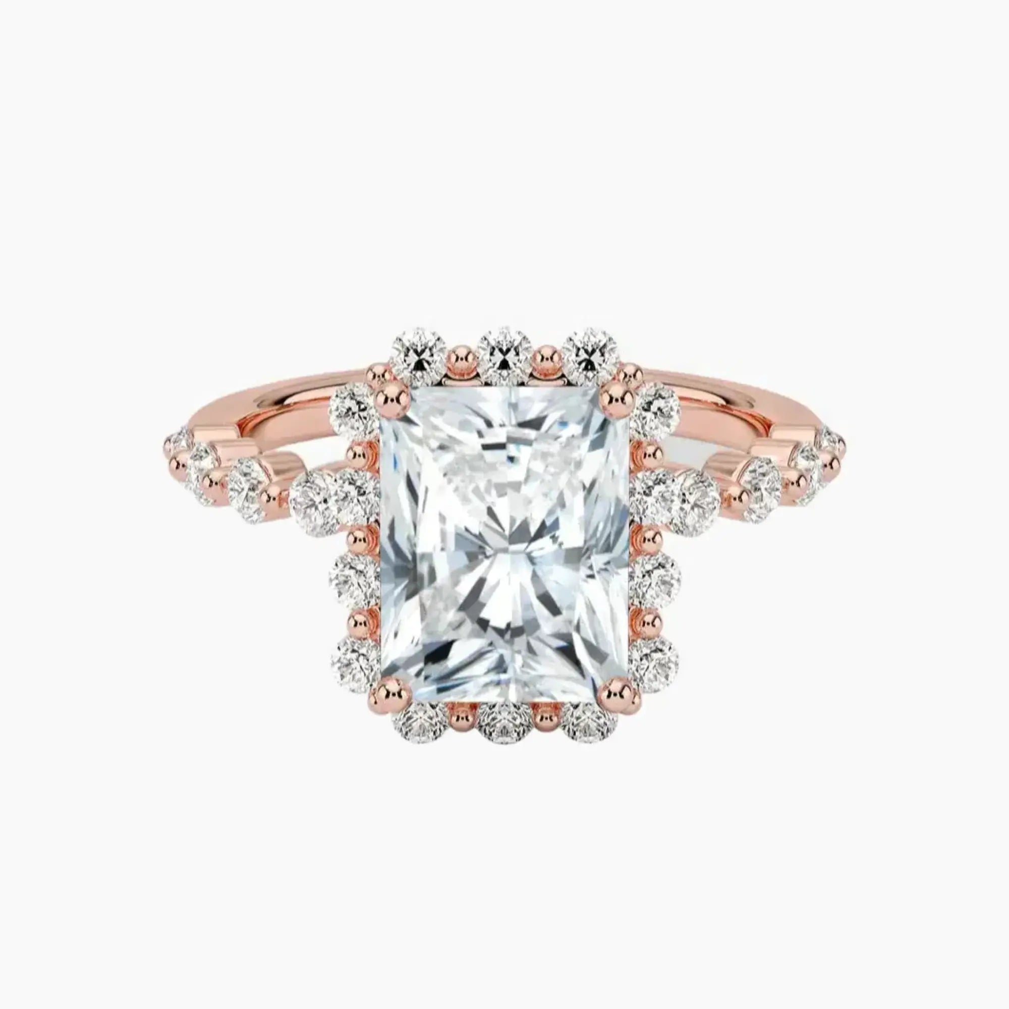 Anthea Radiant Designer 2 Carat Lab Grown Diamond Engagement Ring in 18K Rose Gold