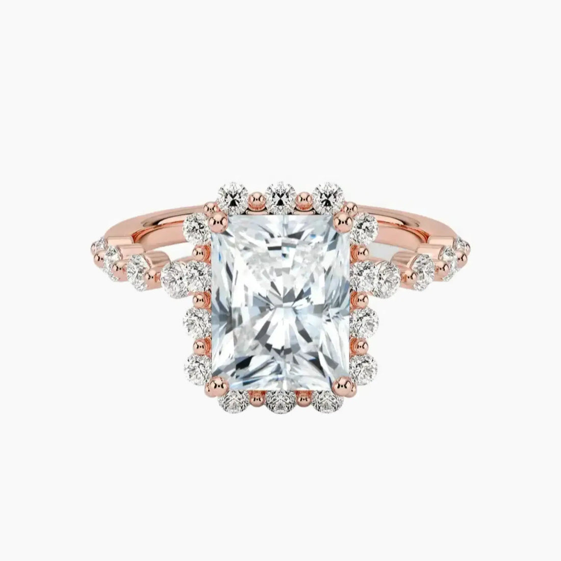 Anthea Radiant Designer 2 Carat Lab Grown Diamond Engagement Ring in 18K Rose Gold