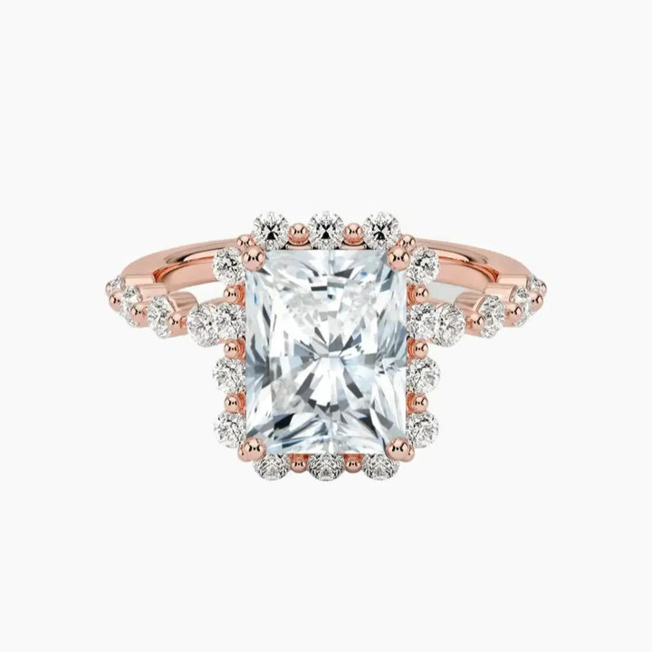 Anthea Radiant Designer 3 Carat Lab Grown Diamond Engagement Ring in 18K Rose Gold