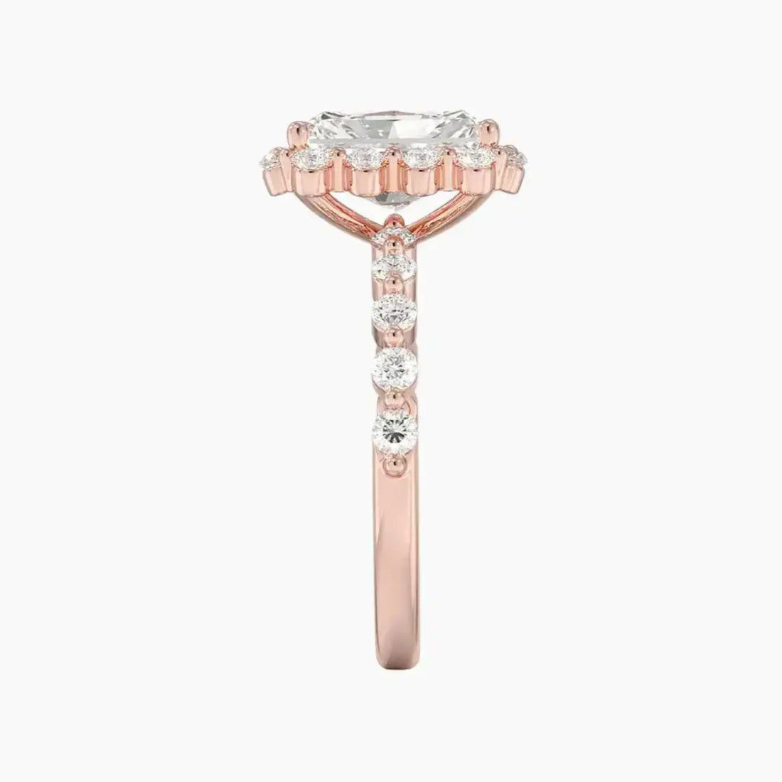 Anthea Radiant Designer 1.5 Carat Lab Grown Diamond Engagement Ring in 14K Rose Gold