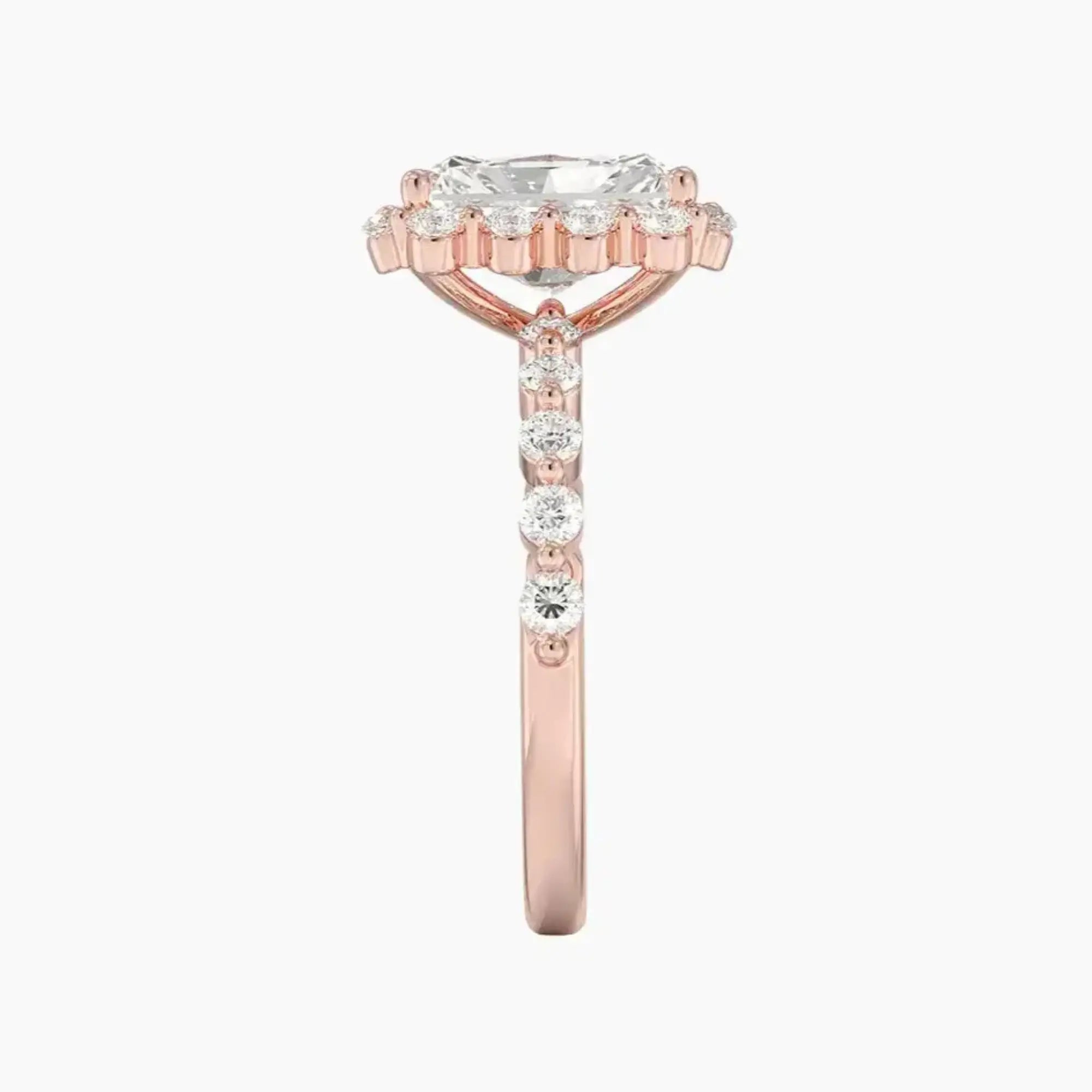 Anthea Radiant Designer Diamond Ring Setting in 14K Rose Gold
