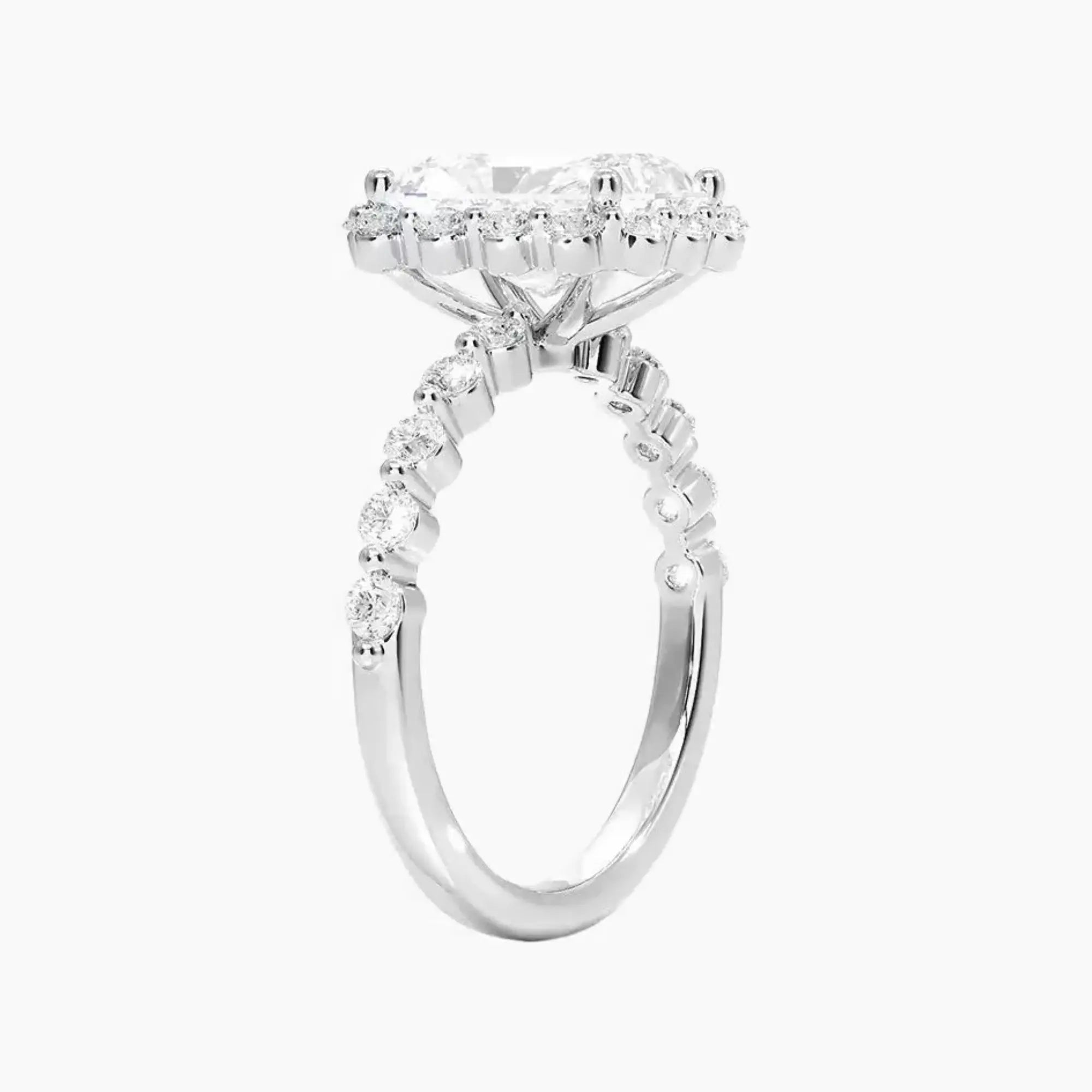 Anthea Radiant Designer 2 Carat Lab Grown Diamond Engagement Ring in 18K White Gold