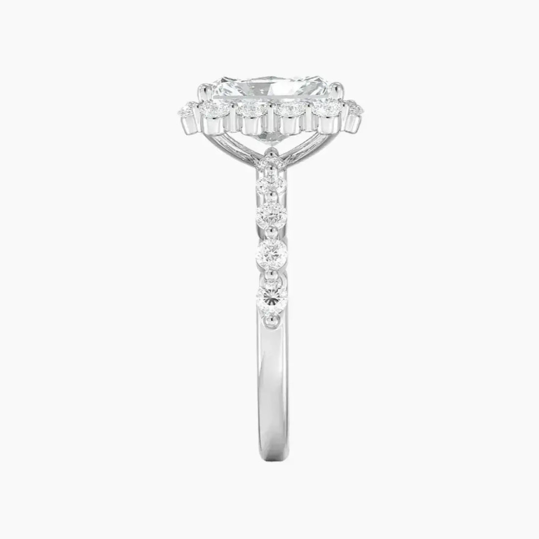 Anthea Radiant Designer 2.5 Carat Lab Grown Diamond Engagement Ring in 18K White Gold