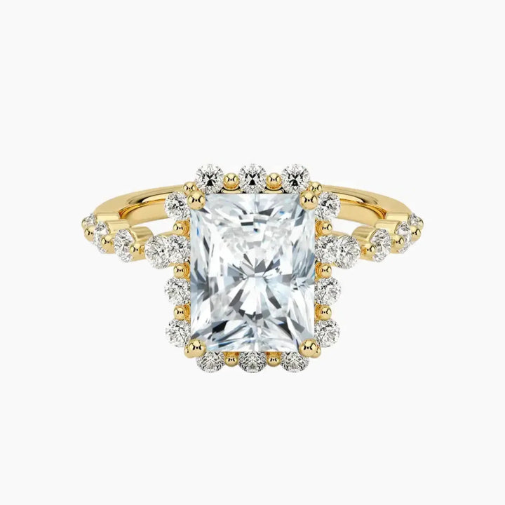 Anthea Radiant Designer 3 Carat Lab Grown Diamond Engagement Ring in 18K Yellow Gold