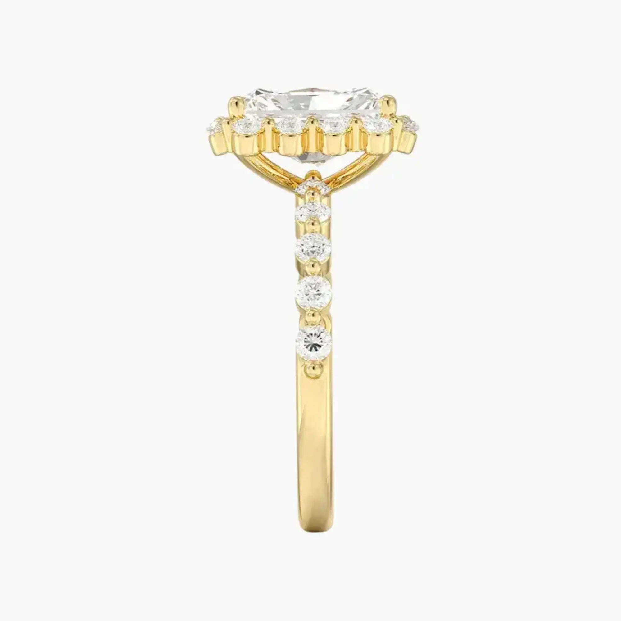 Anthea Radiant Designer 1.5 Carat Lab Grown Diamond Engagement Ring in 14K Rose Gold