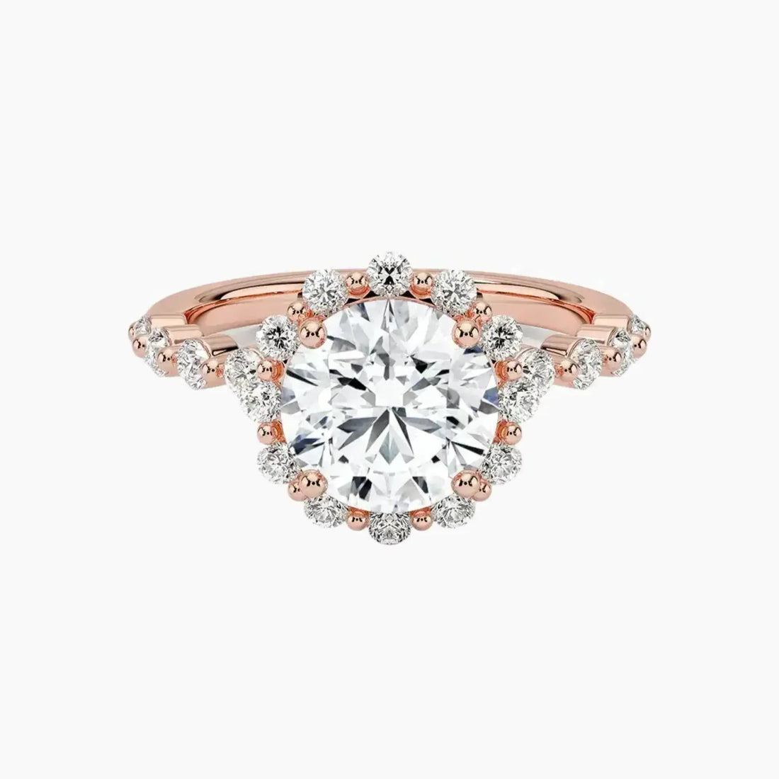 Anthea Round Designer 1.5 Carat Lab Grown Diamond Engagement Ring in 14K White Gold