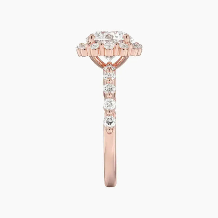 Anthea Round Designer 1.5 Carat Lab Grown Diamond Engagement Ring in 14K White Gold