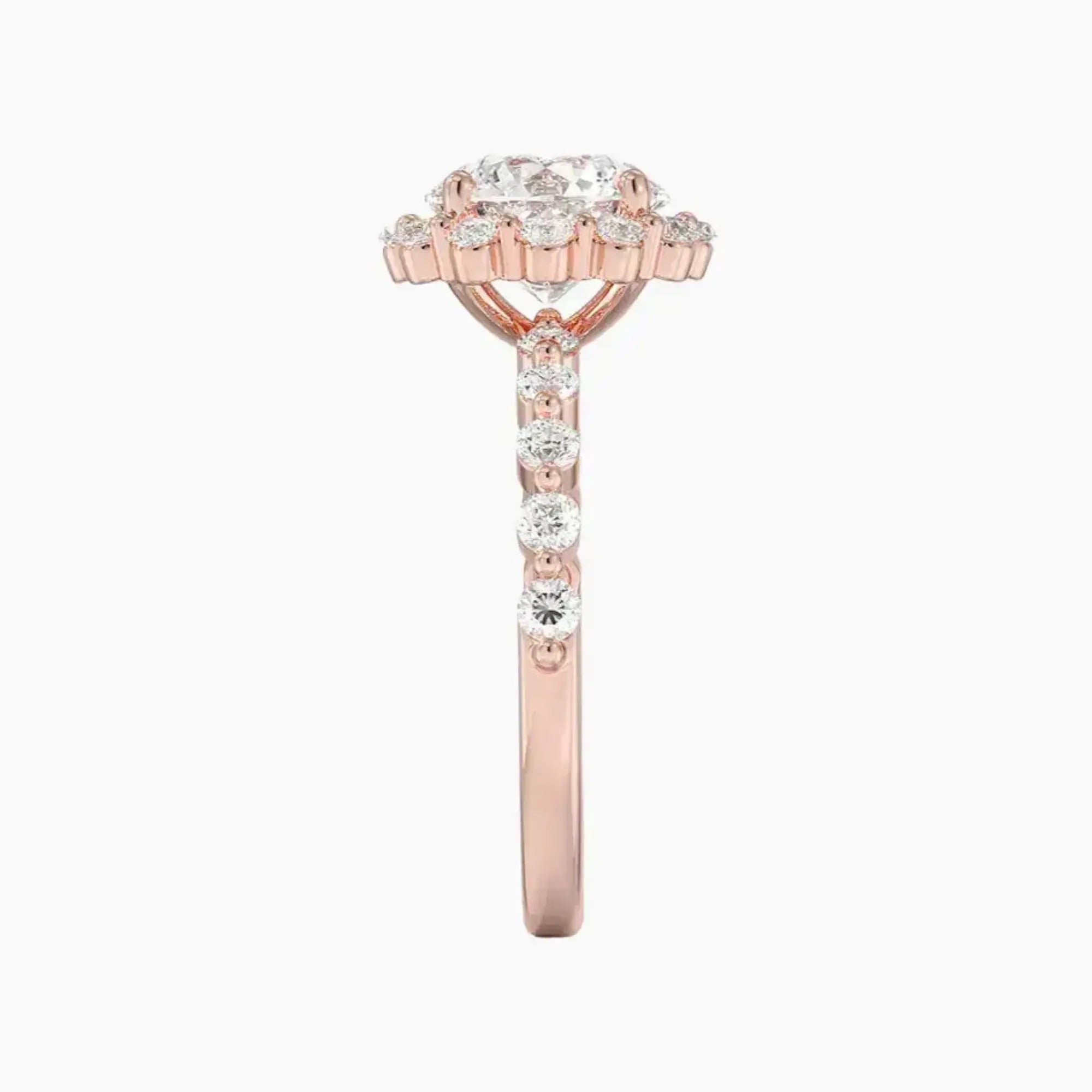 Anthea Round Designer 1 Carat Lab Grown Diamond Engagement Ring in 18K Rose Gold
