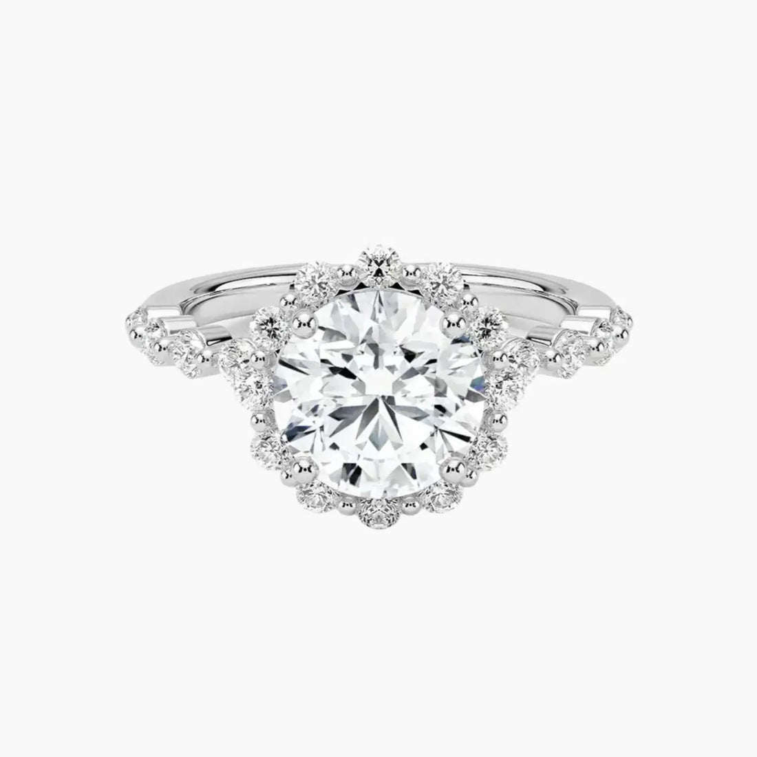 Anthea Round Designer Diamond Ring Setting in 18K White Gold