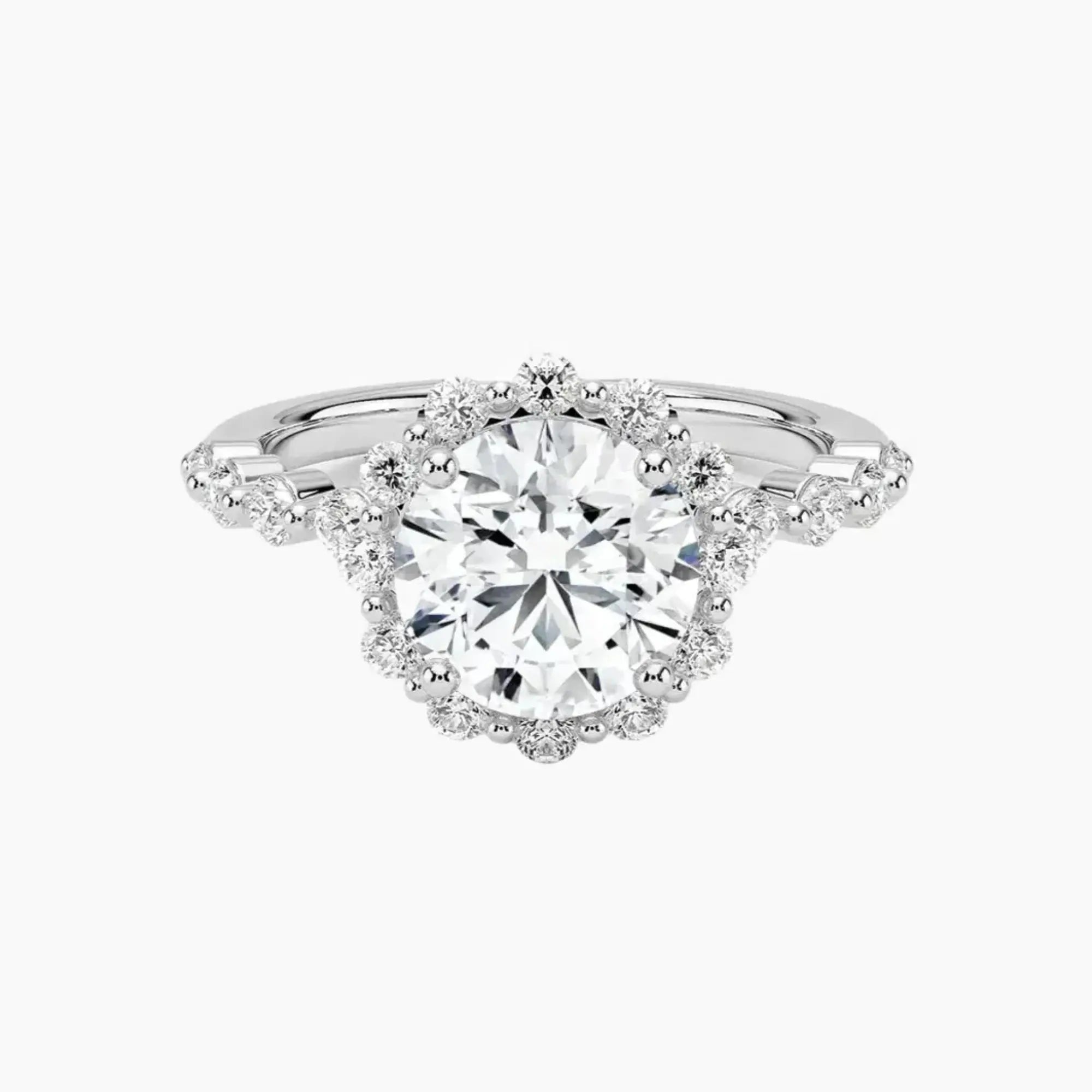 Anthea Round Designer 2 Carat Lab Grown Diamond Engagement Ring in 14K Yellow Gold
